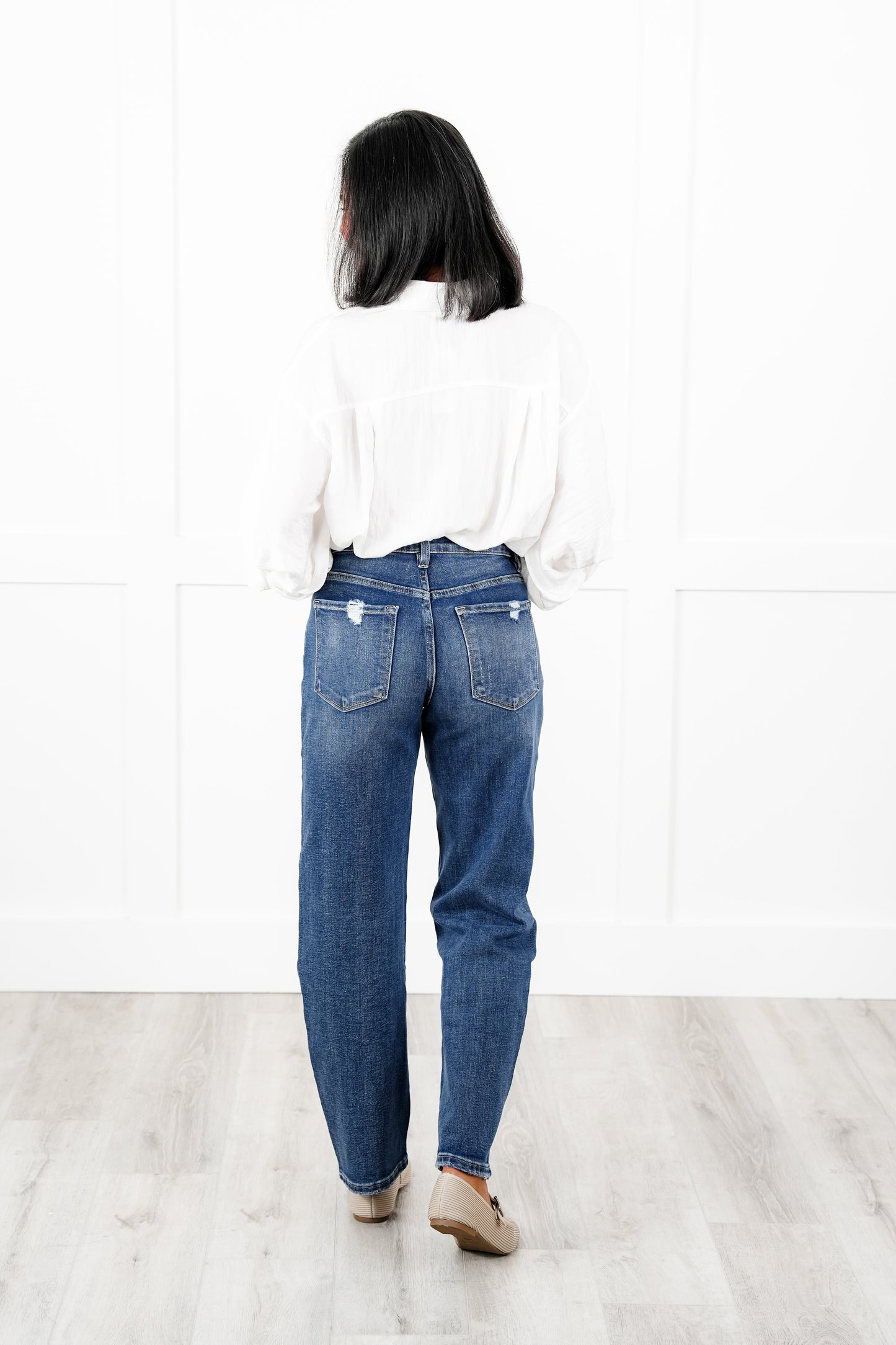 Lovervet High Rise Medium Wash Barrel Jeans
