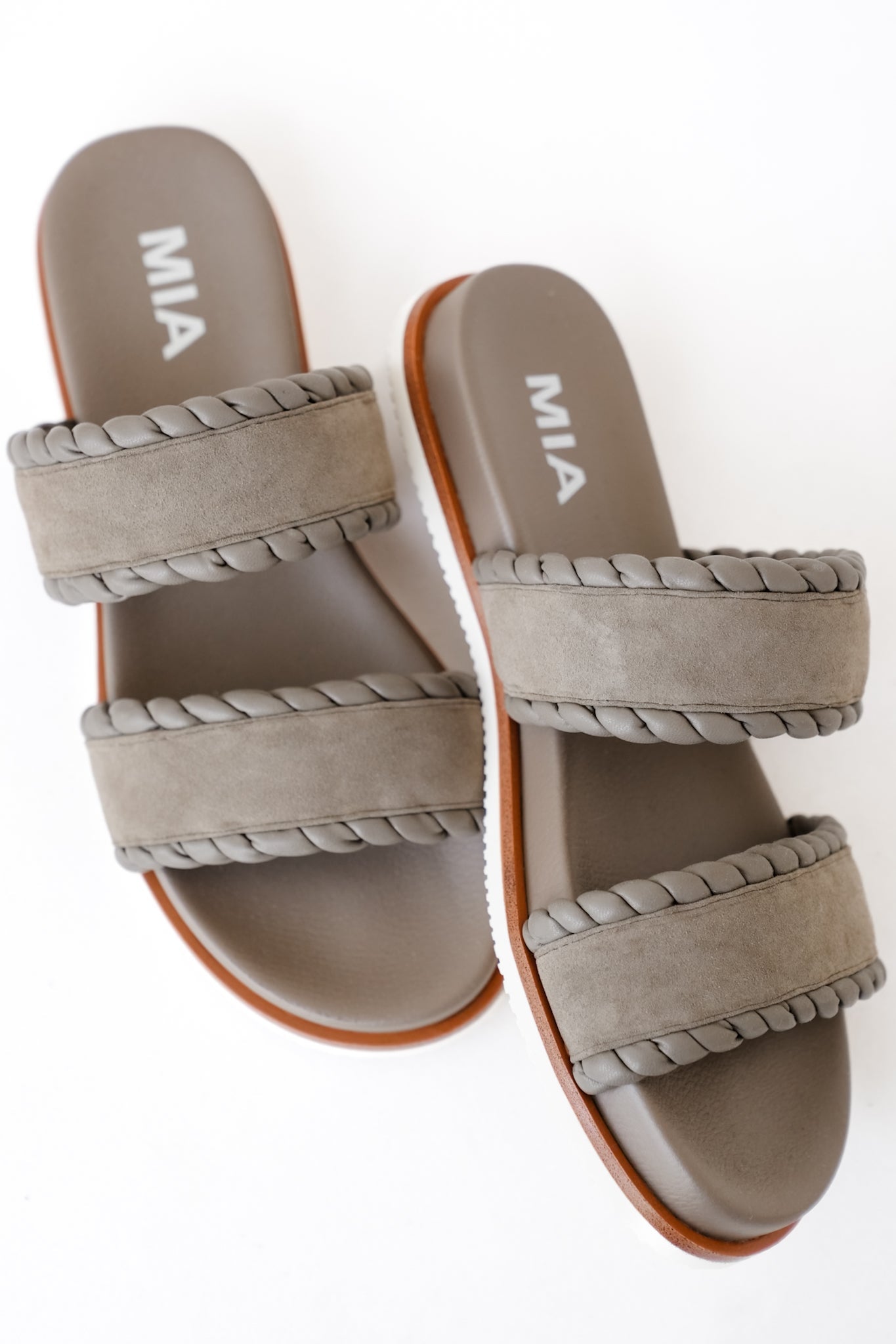 MIA Double Strap Slide Sandal with Rope Detailing