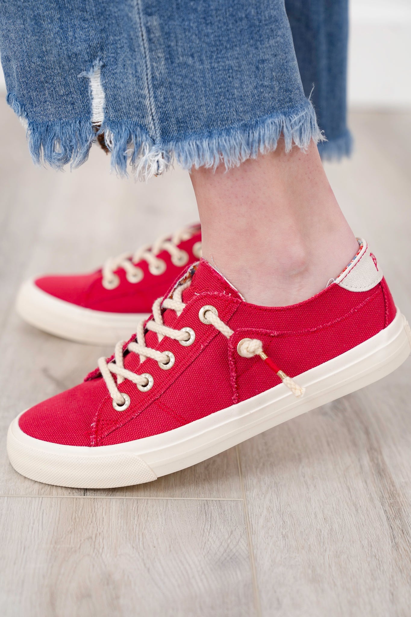 Blowfish Textured Sneaker with Patterned Inner Lining and Braided Laces