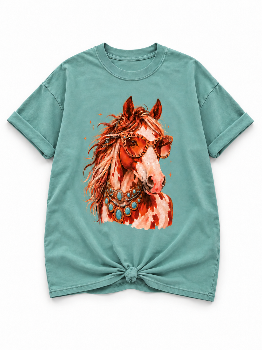 Plus/Reg Short Sleeve Glam Horse Graphic Tee