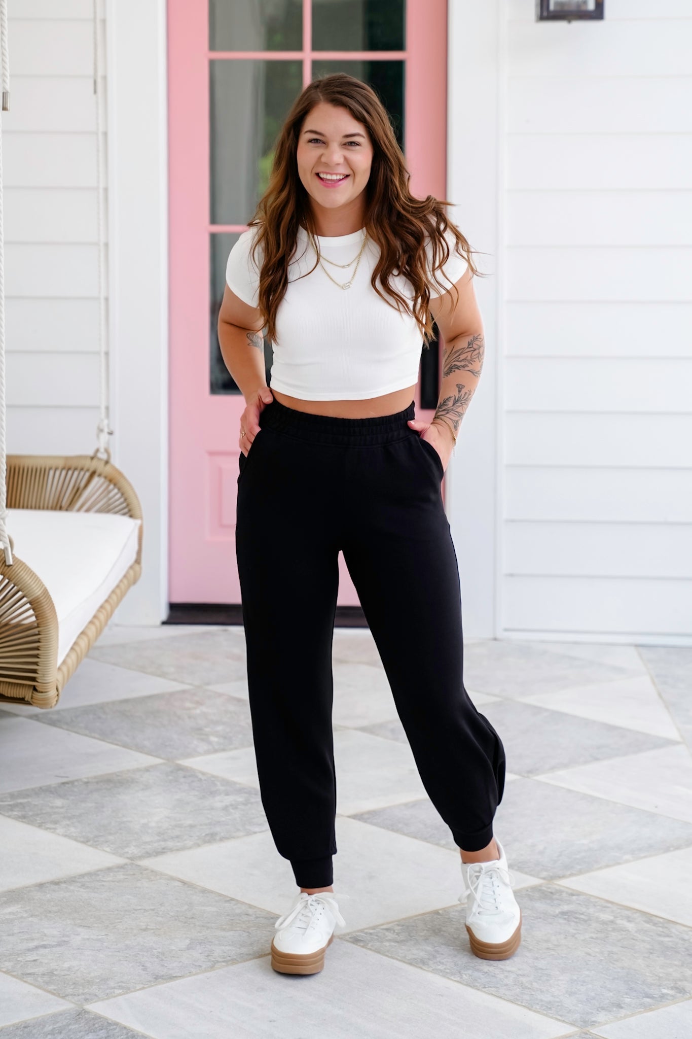 Plus/Reg Scuba Elastic Waistband Joggers With Pockets