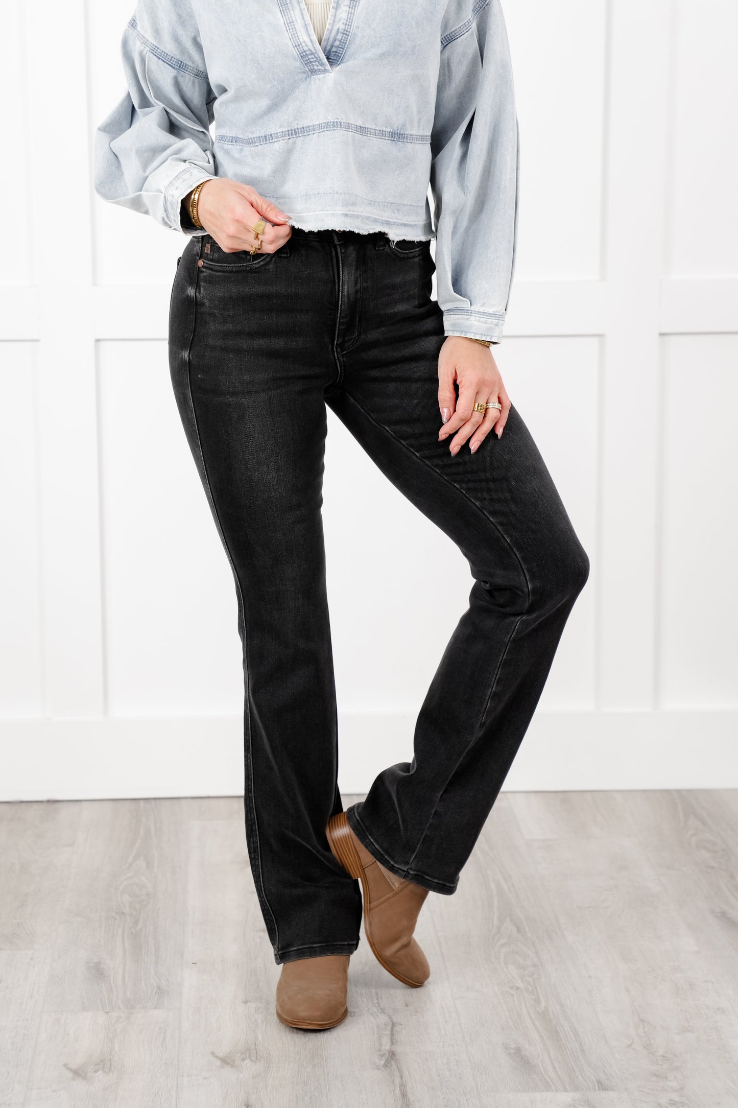 Judy Blue High Rise Black Tummy Control Multiple Inseam Bootcut Jeans