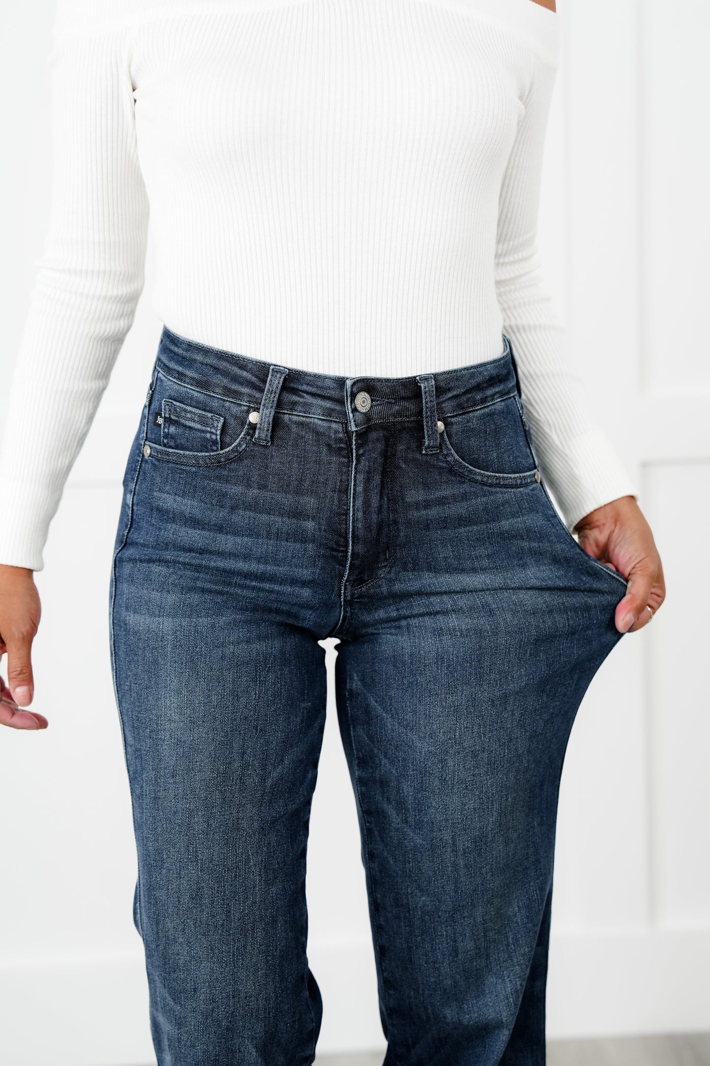 Judy Blue My Obsession Dark Wash Mid Rise Tummy Control Classic Straight Leg Jeans