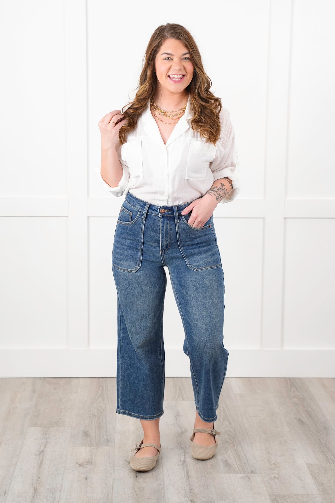 Judy Blue The Perfect Fit High Rise Wide Leg Crop Jeans