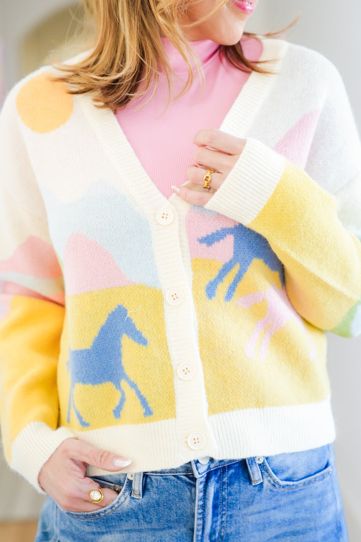 Western Theme Long Sleeve Button Down Cardigan