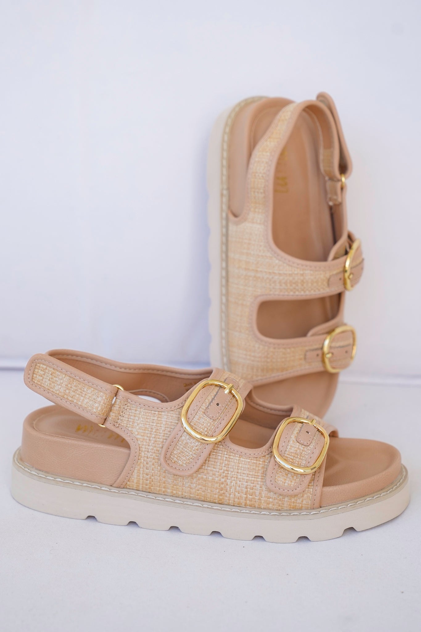 Slingback Platform Sandal with Dual Adjustable Buckle Straps