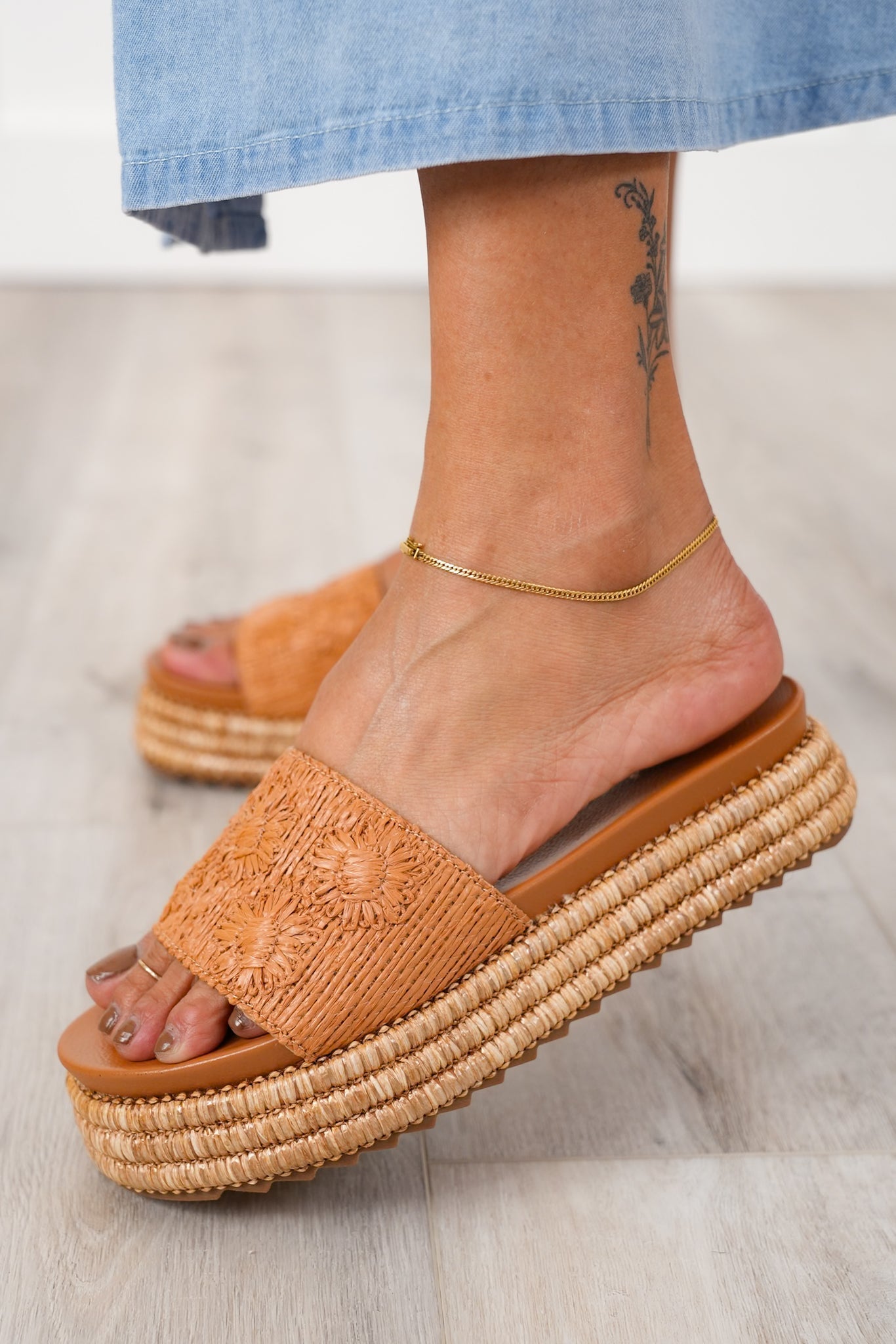 Corky's "BRB" Textured Woven Platform Slide Sandal