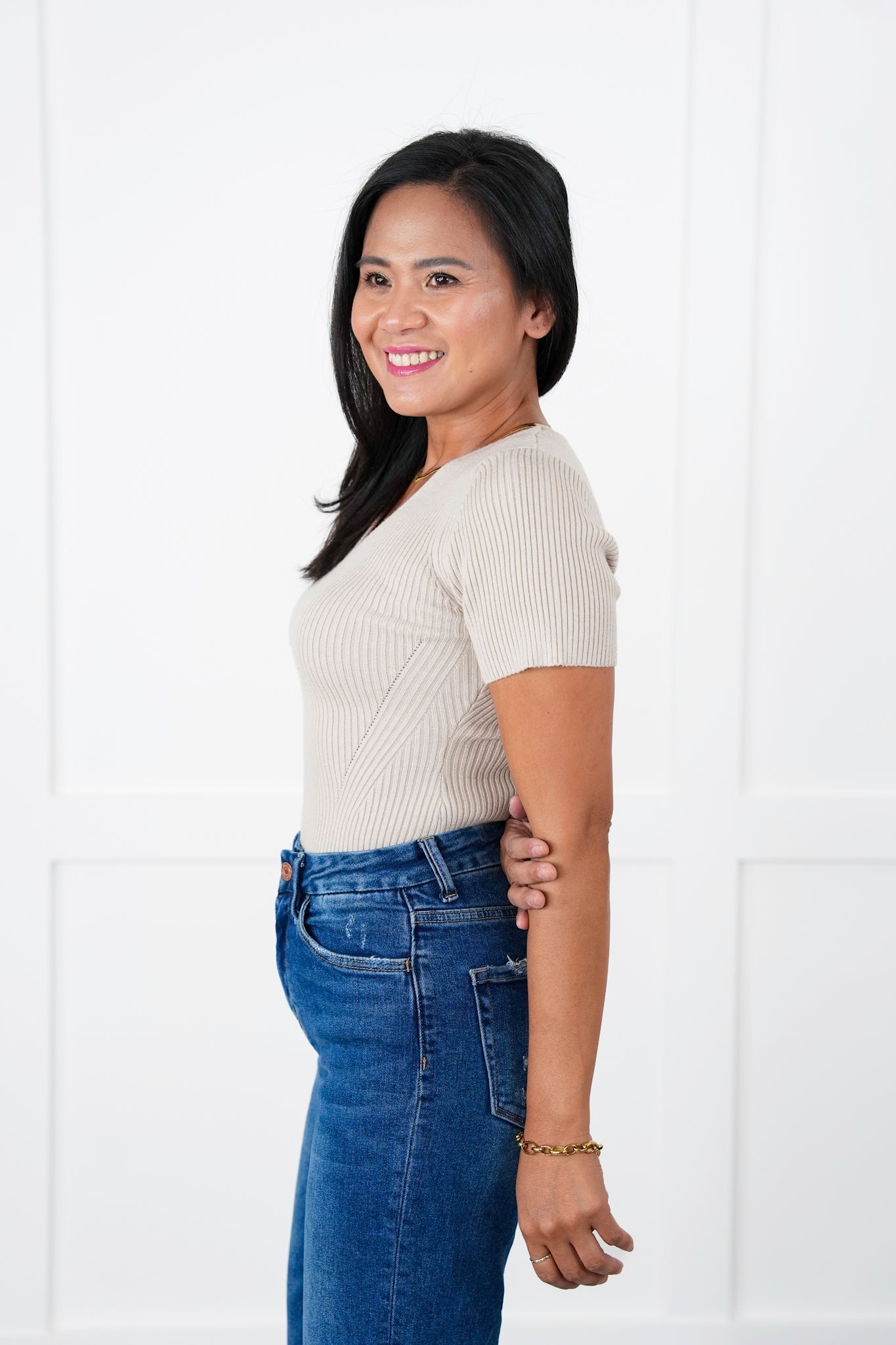 Ribbed Knit Short Sleeve Thong Bodysuit (Multiple Colors)