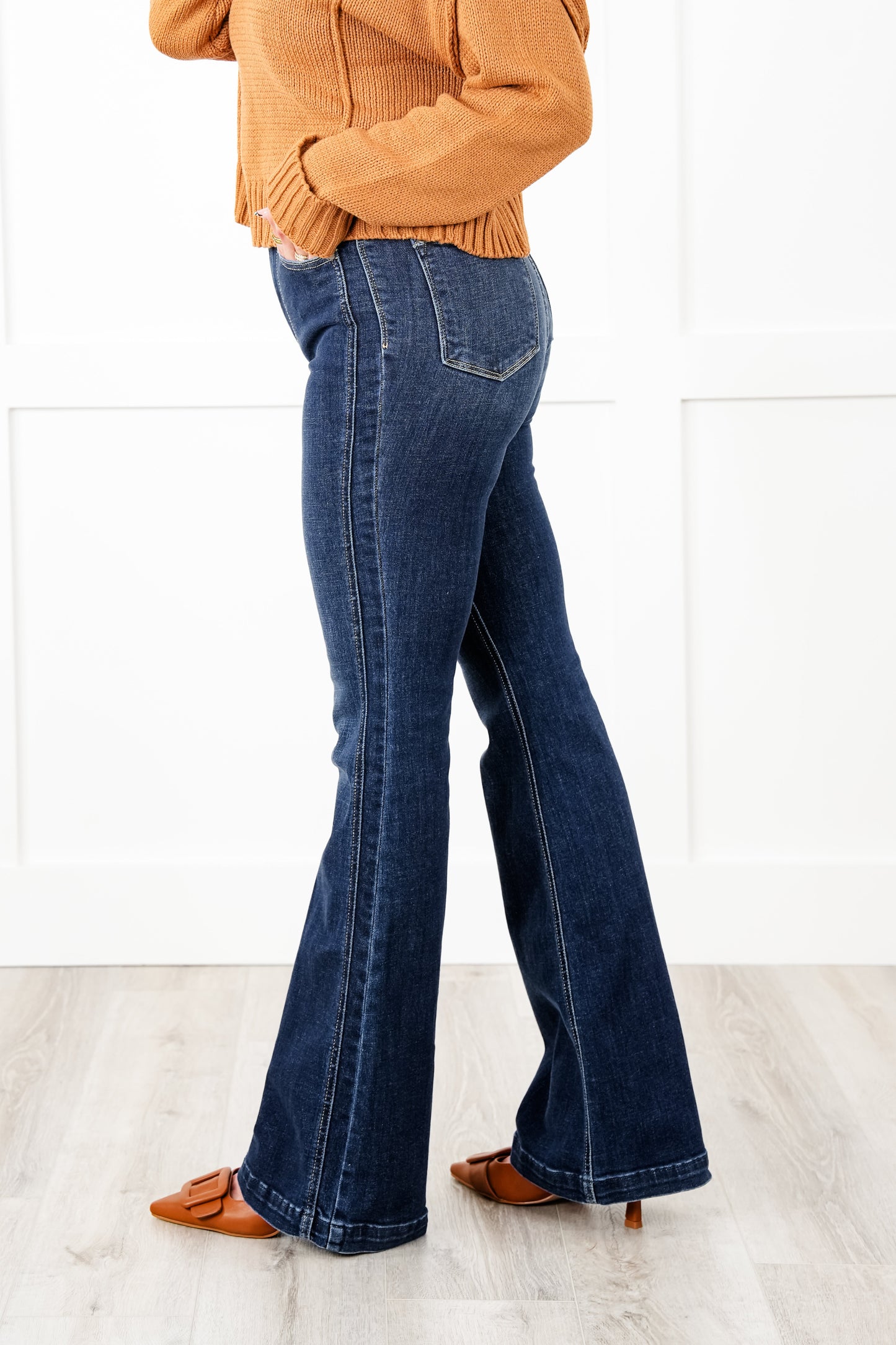Judy Blue Belong To Me High Rise Dark Wash Angled Side Seam Flare Jeans
