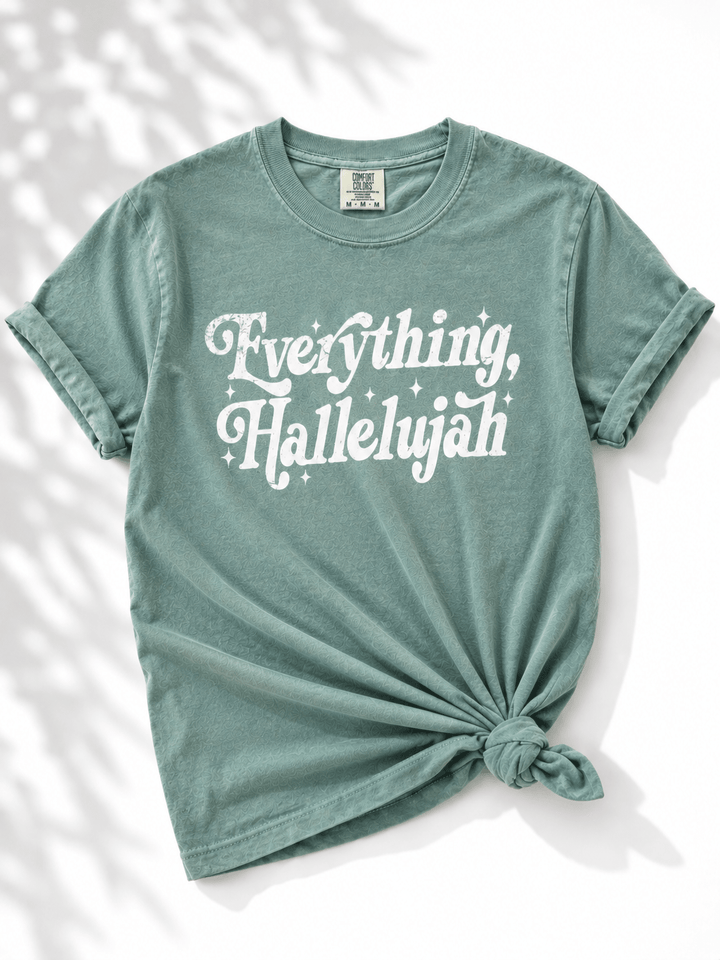 Plus/Reg Short Sleeve "Everything Hallelujah" Graphic Tee - Freckled Poppy
