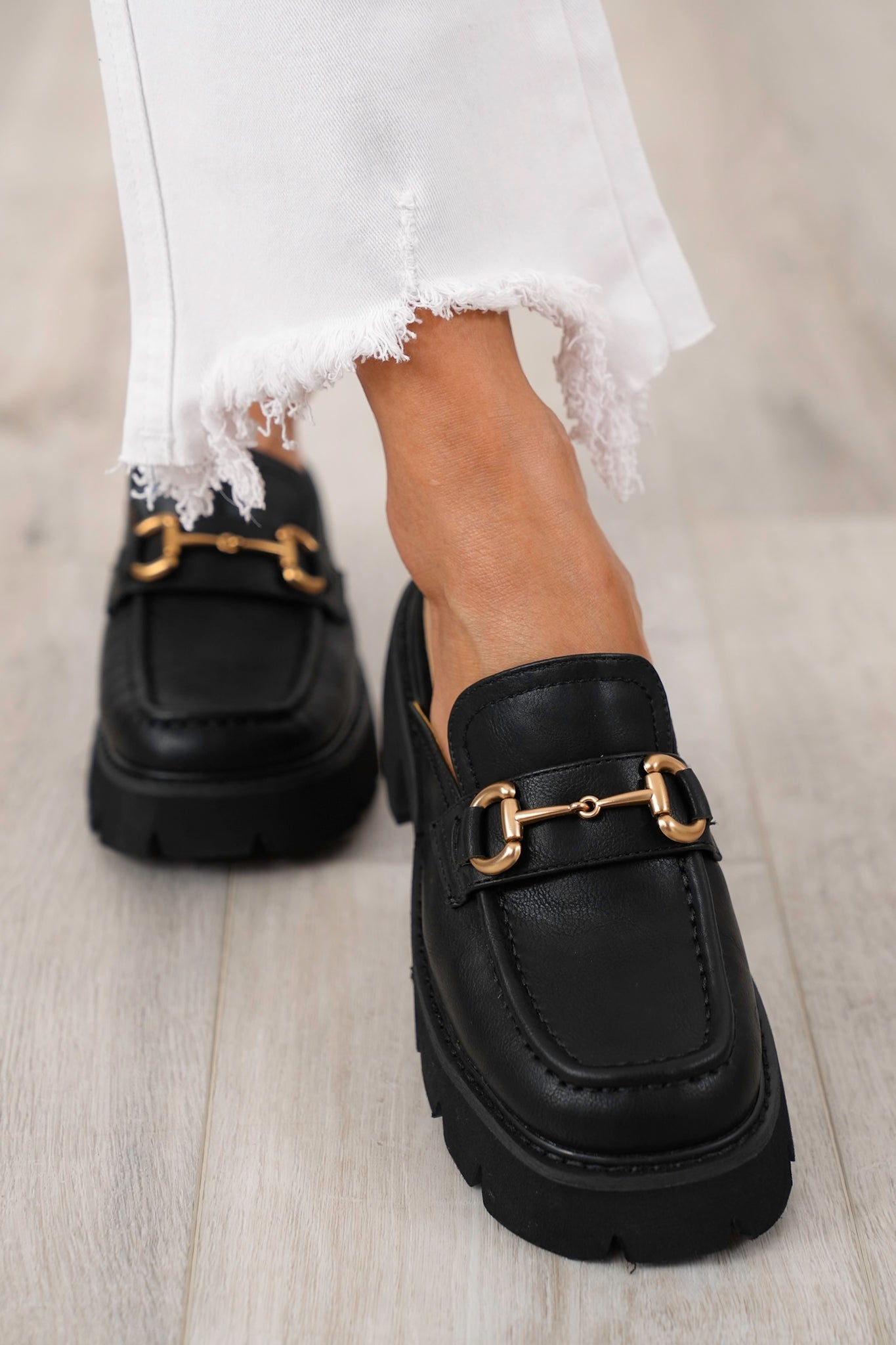 Chunky Slip-On Loafer with Buckle Detail