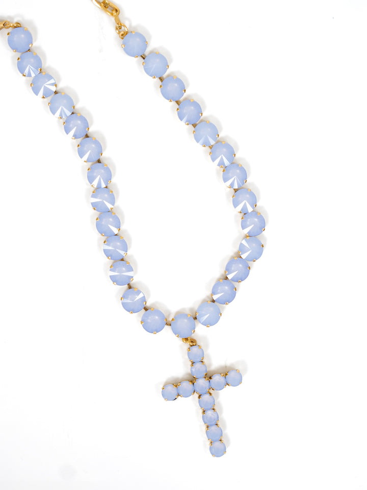 TOVA Donatella Crystal Cross Necklace - Freckled Poppy
