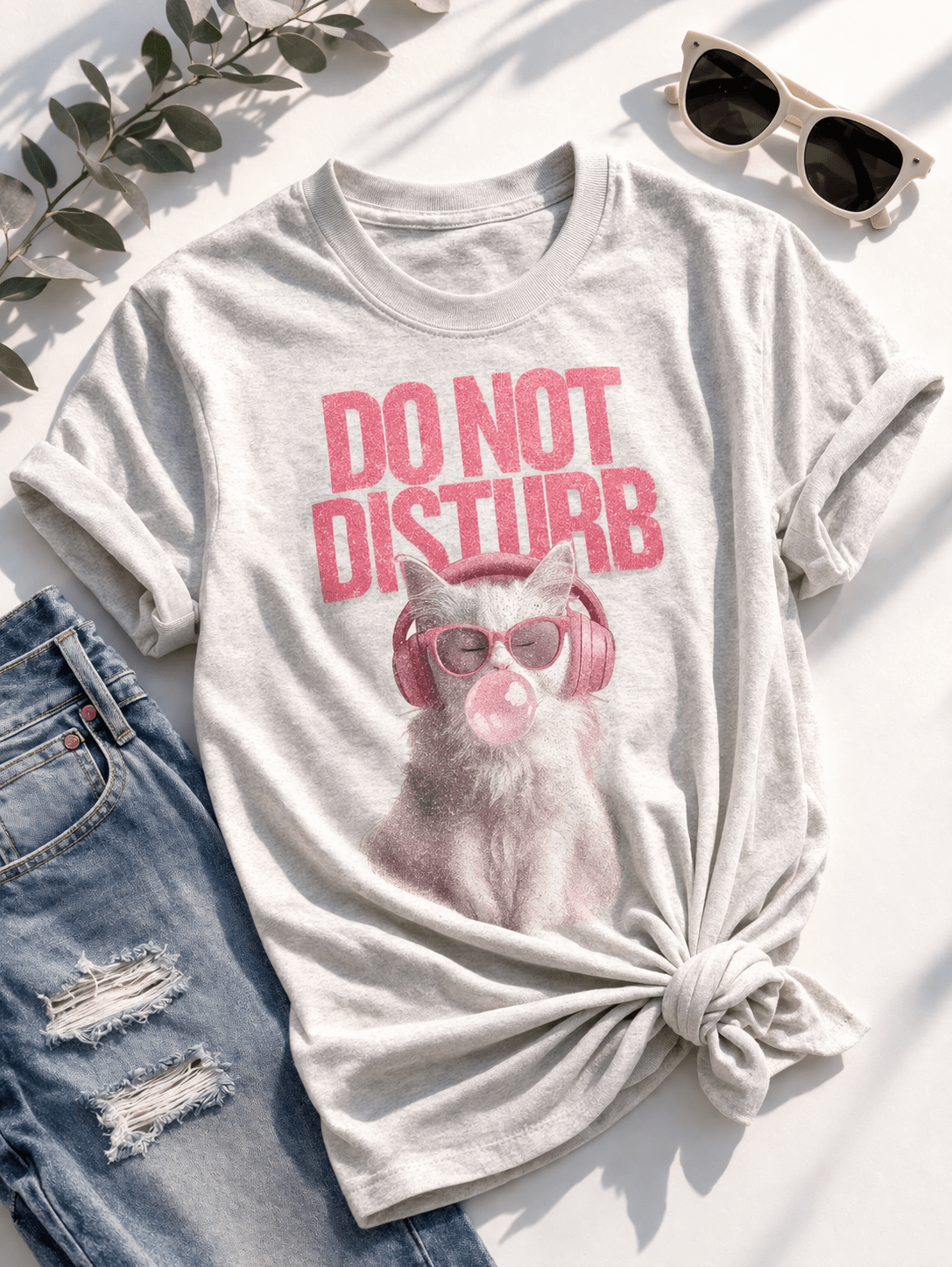 Plus/Reg Short Sleeve "Do Not Disturb" Graphic Tee - Freckled Poppy