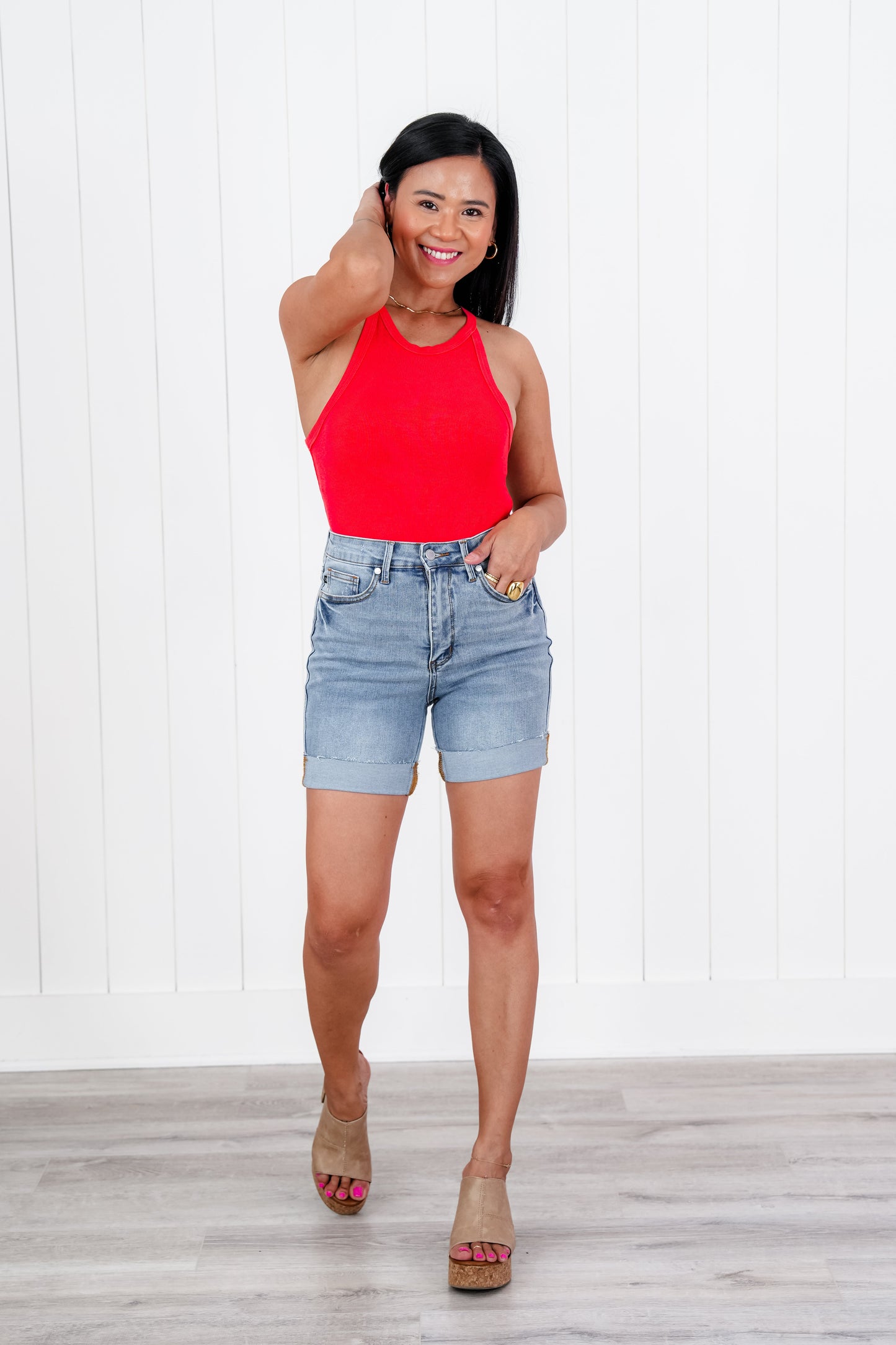 Judy Blue Cool Runnings Tummy Control Cool Denim Shorts