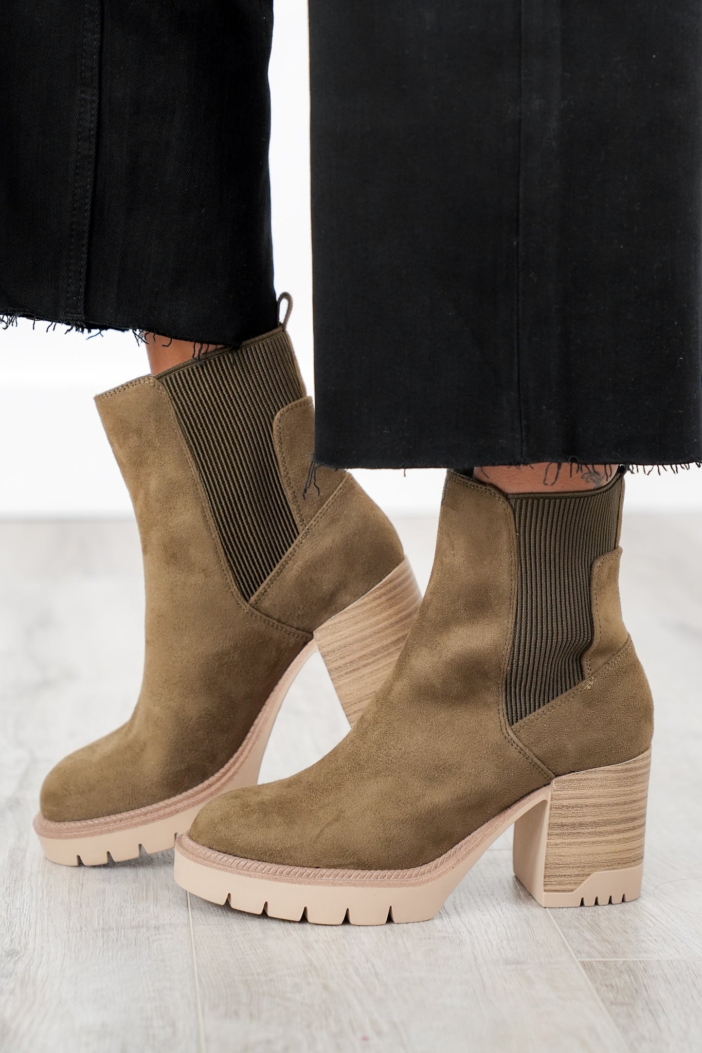 MIA Vegan Nubuck Ankle Boot with Chunky Heel
