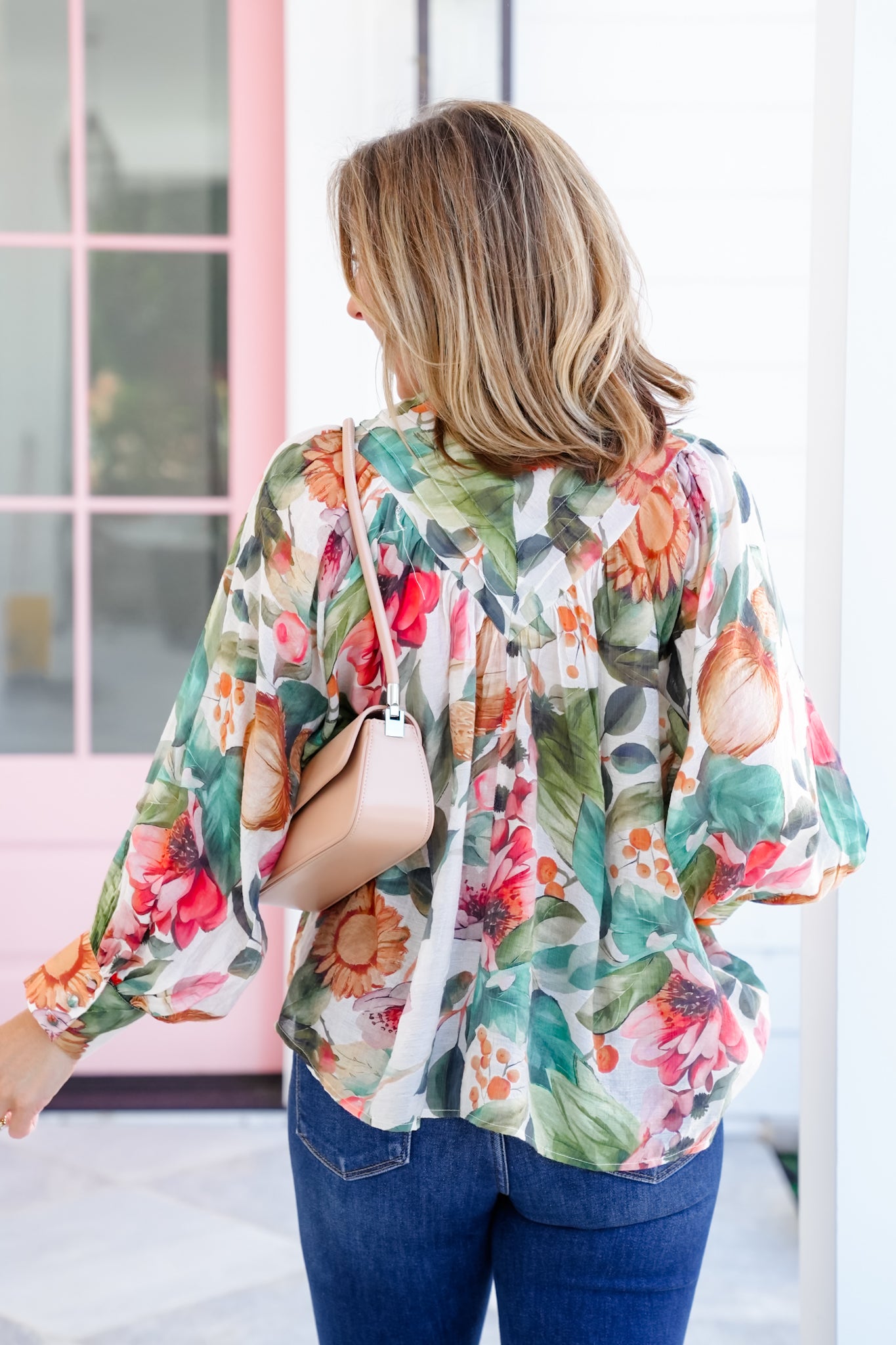 Floral Print Long Sleeve Button Down Top