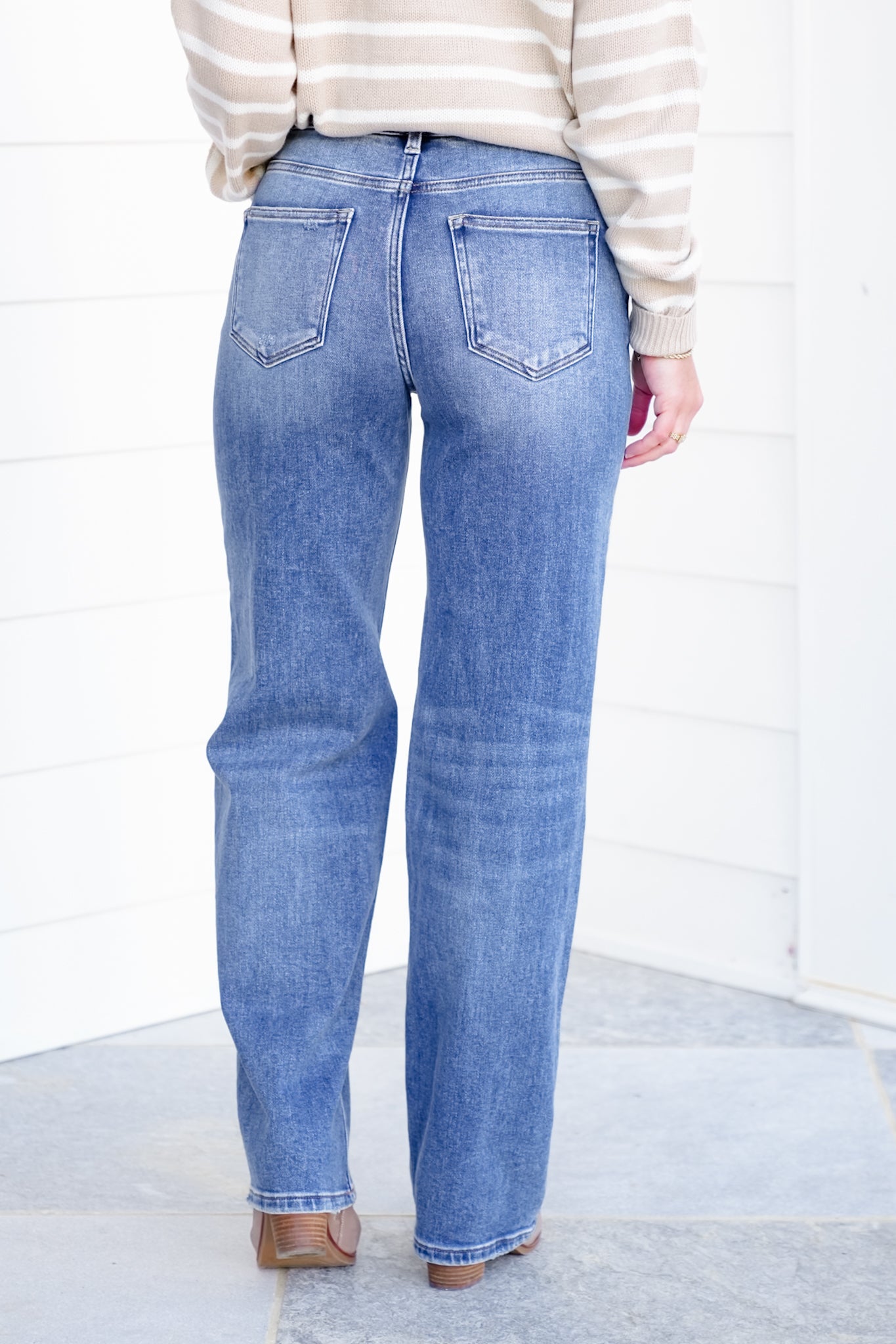 Risen High Rise Medium Wash Wide Leg Baggy Jeans