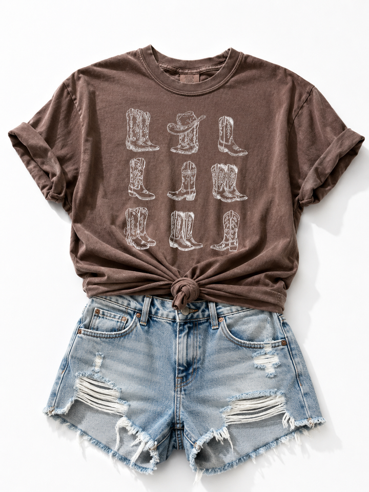 Plus/Reg Short Sleeve Cowboys Boots Graphic Tee