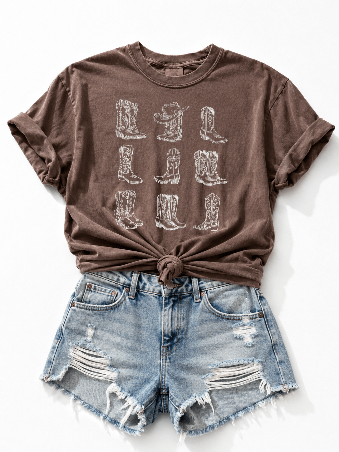 Plus/Reg Short Sleeve Cowboys Boots Graphic Tee - Freckled Poppy