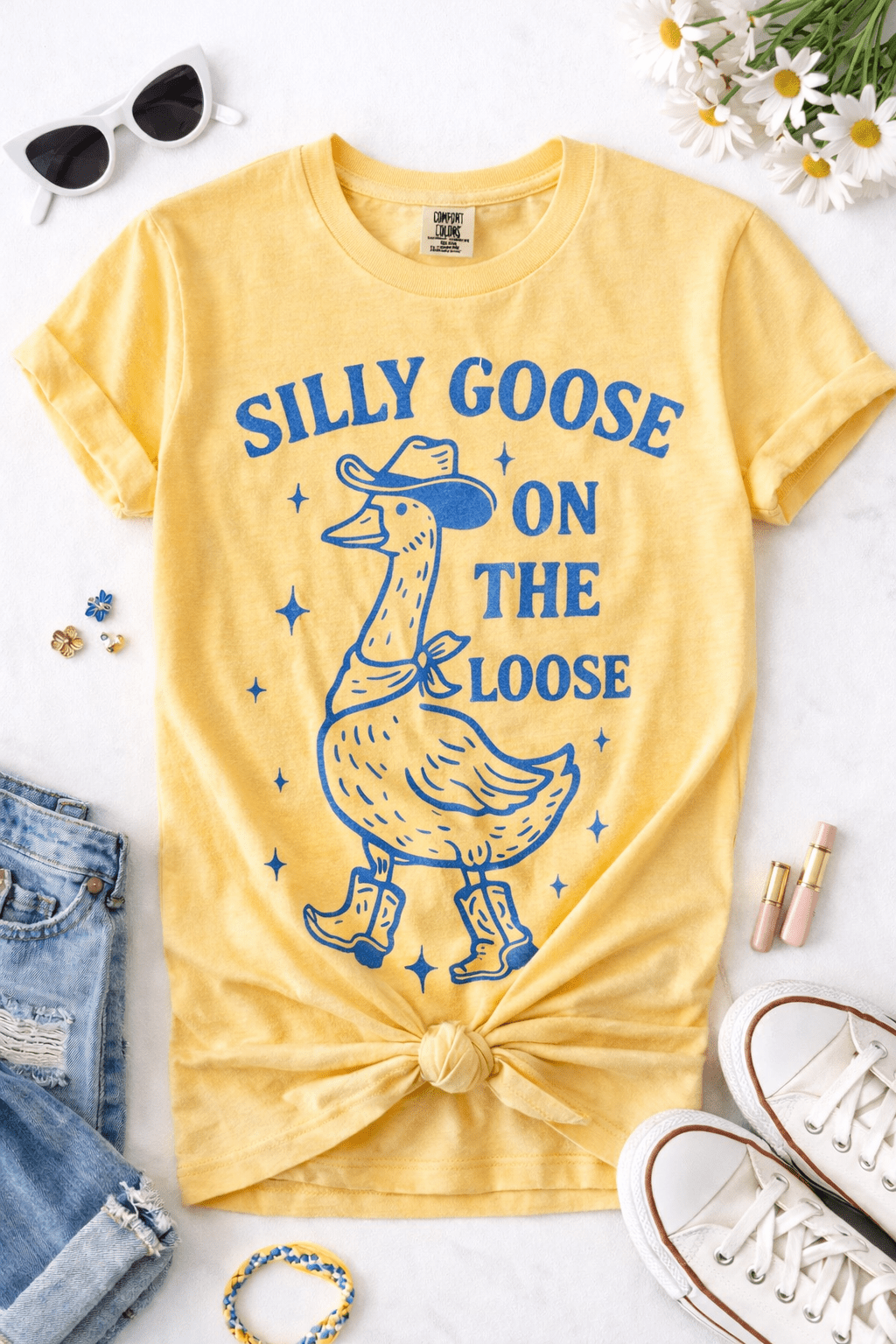 Plus/Reg Short Sleeve "Silly Goose on the Loose" Graphic Tee - Freckled Poppy