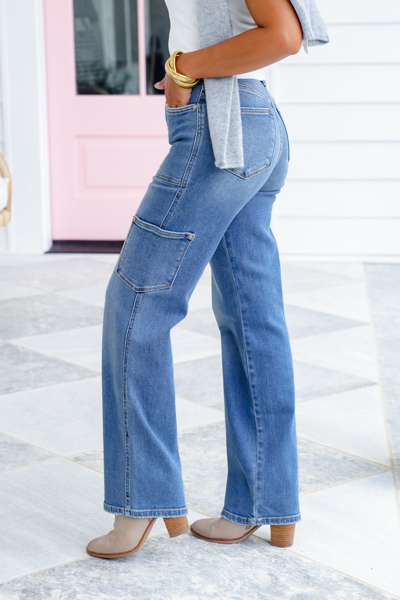Judy Blue High Rise Medium Wash 90's Straight Leg Jeans with Side Pockets