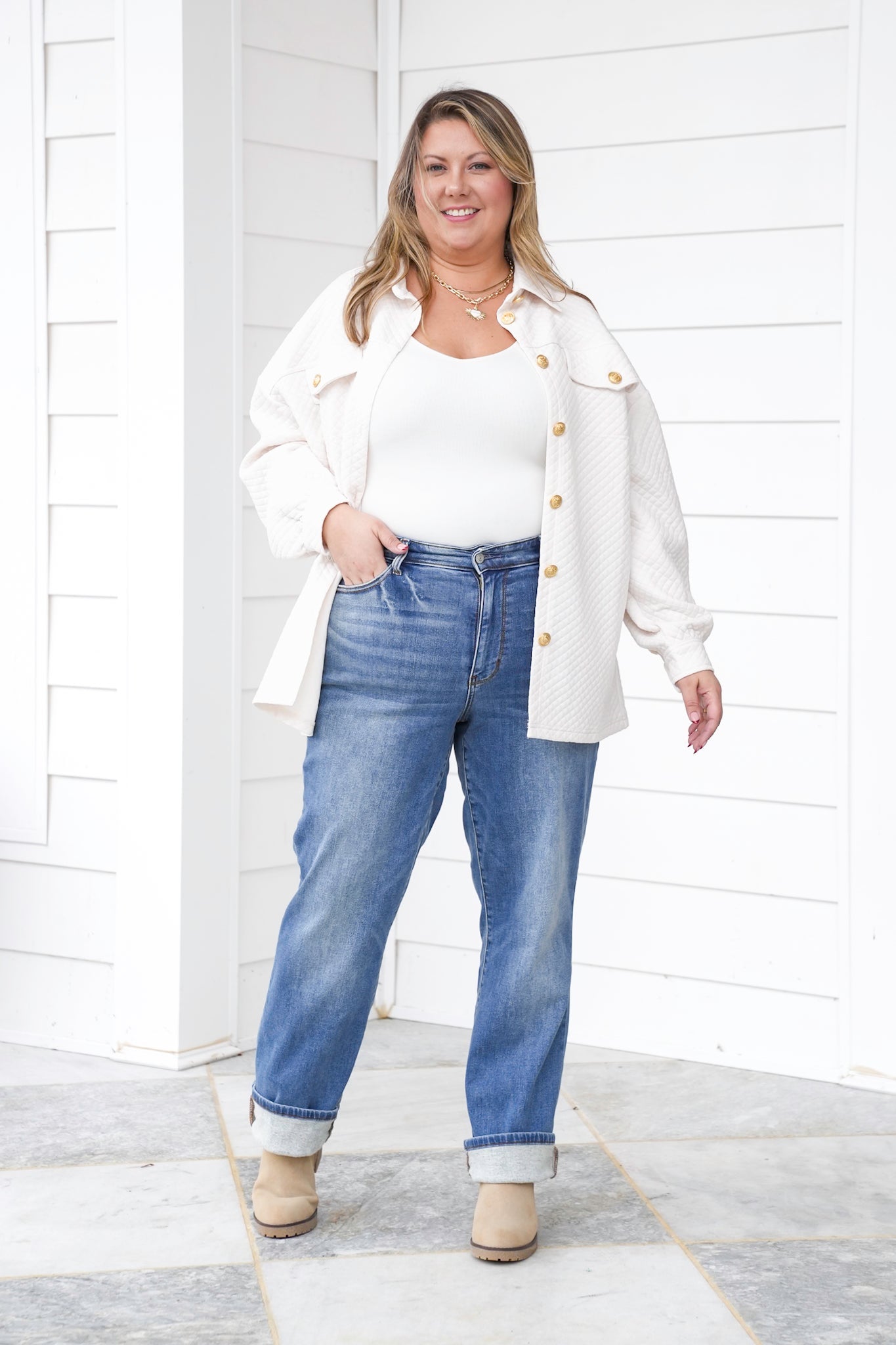 Judy Blue High Rise Medium Vintage Wash Thermal Straight Leg Jeans