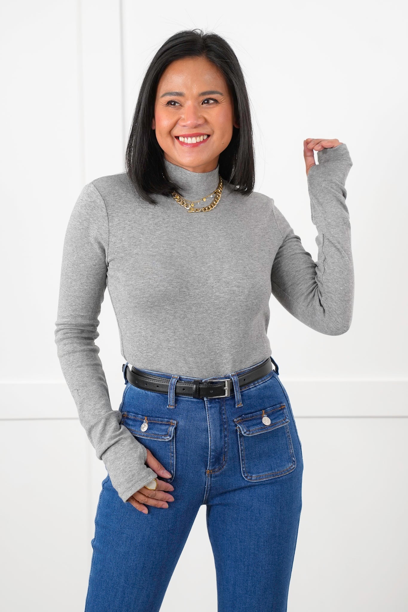Basic Long Sleeve Mock Neck Top