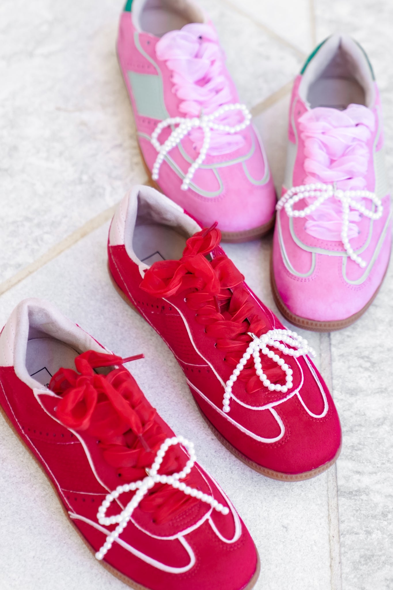 Shu Shop Lace Up Sneaker with Pearl Bow