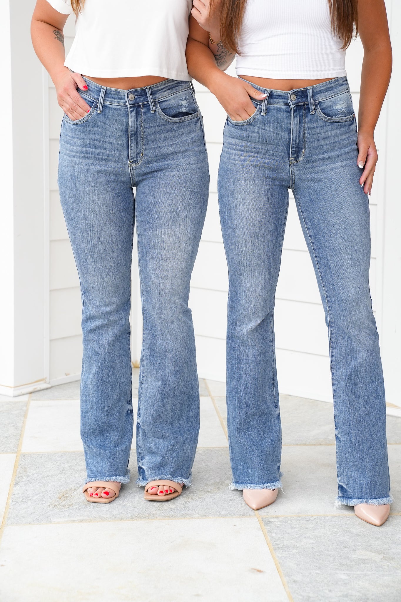 Judy Blue Sunday Stroll High Rise Medium Wash Fray Hem Bootcut Jeans