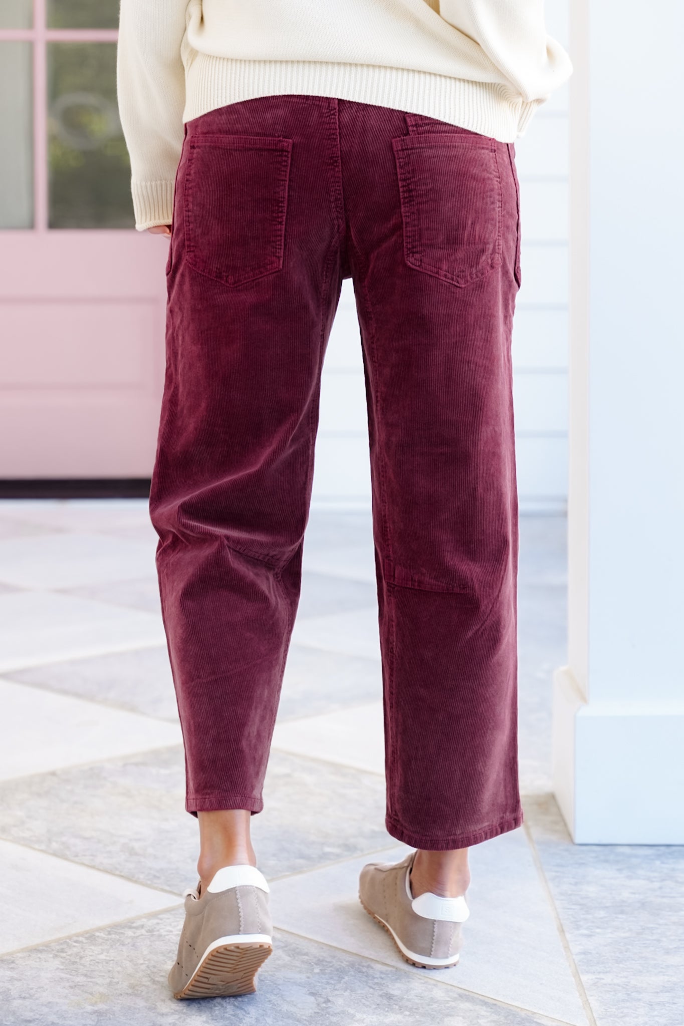 Washed Corduroy High Waist Barrel Pants