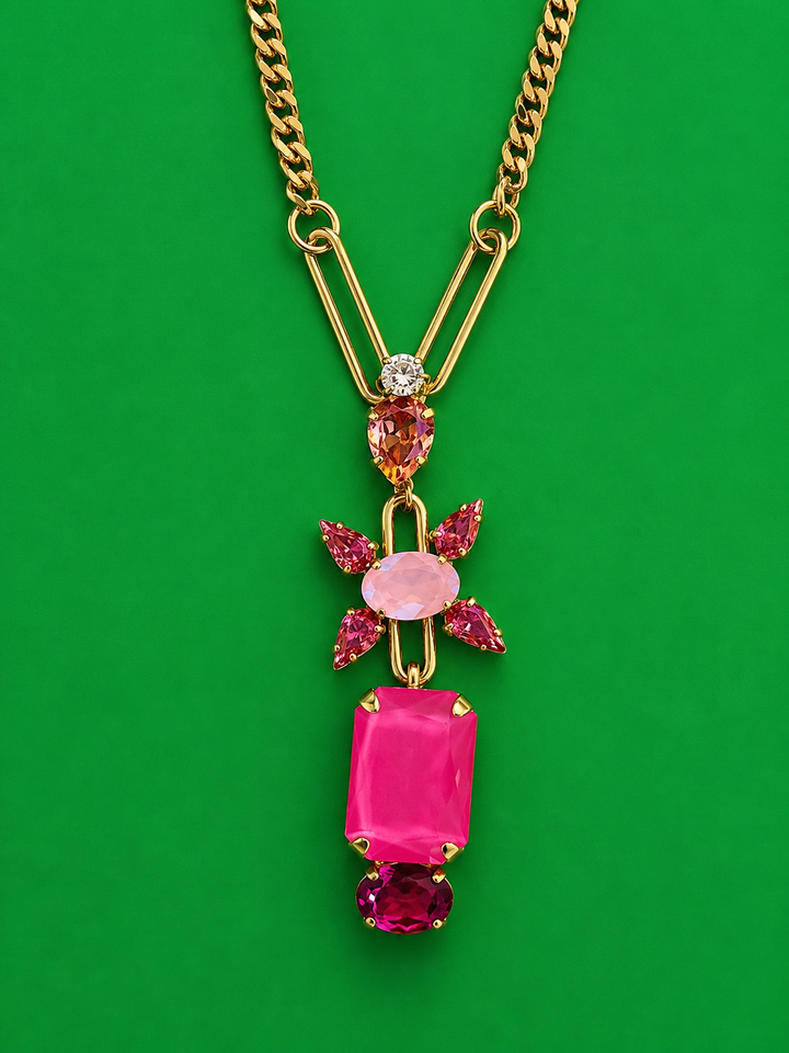 TOVA Sylwen Antique Gold Crystal Pendant Necklace