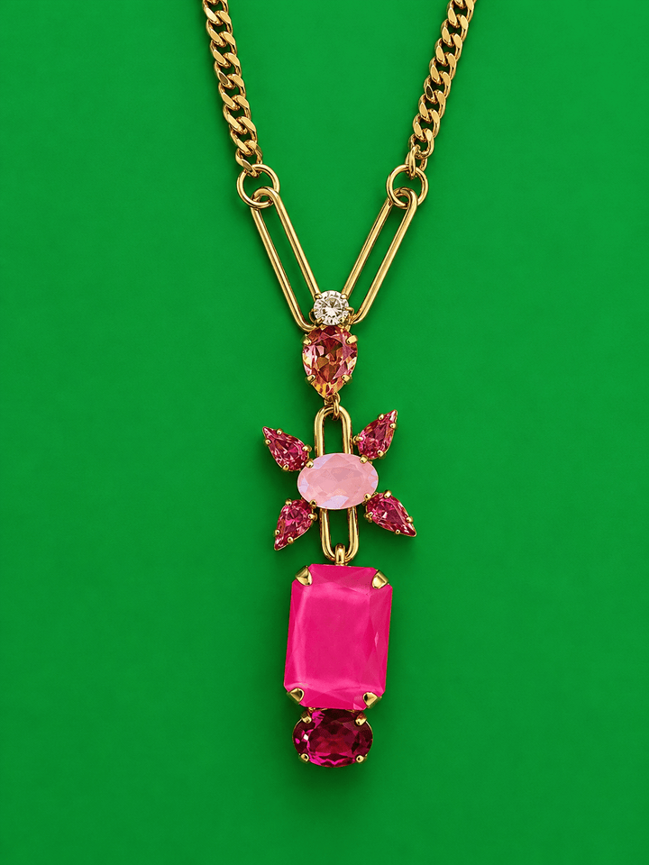 TOVA Sylwen Antique Gold Crystal Pendant Necklace - Freckled Poppy