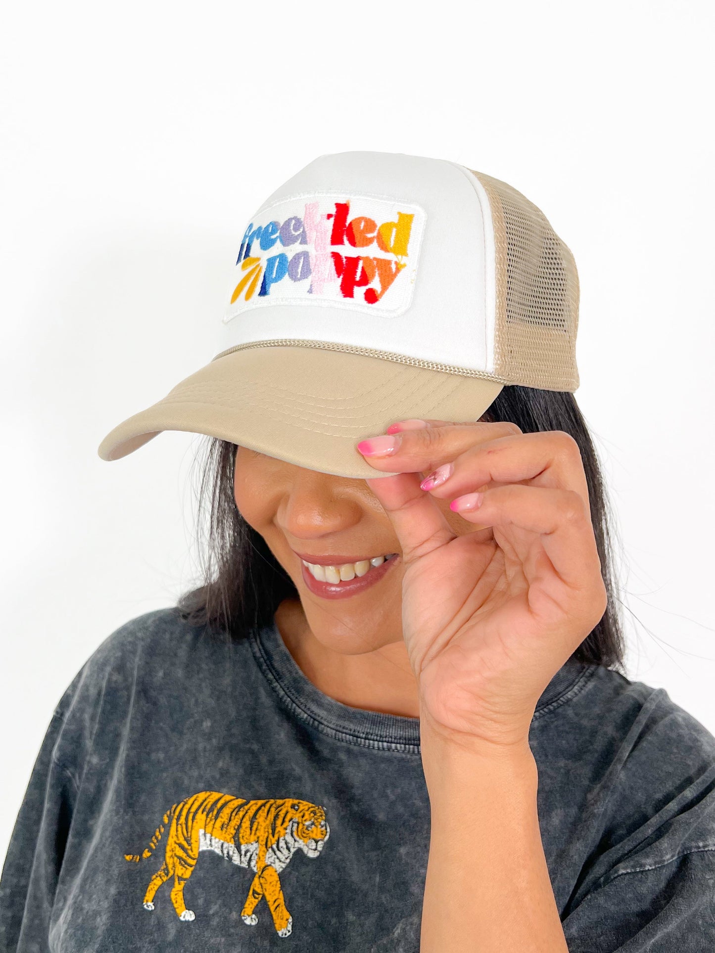 Freckled Poppy Embroidered Hats
