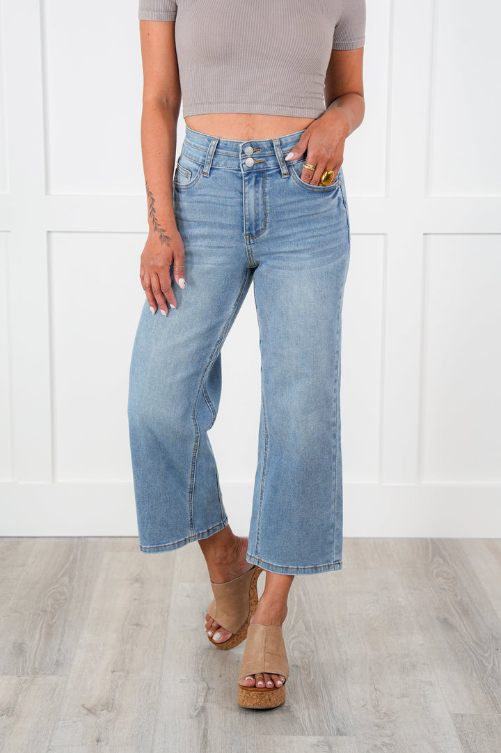 Judy Blue Double the Cool Cropped Wide Leg Jeans