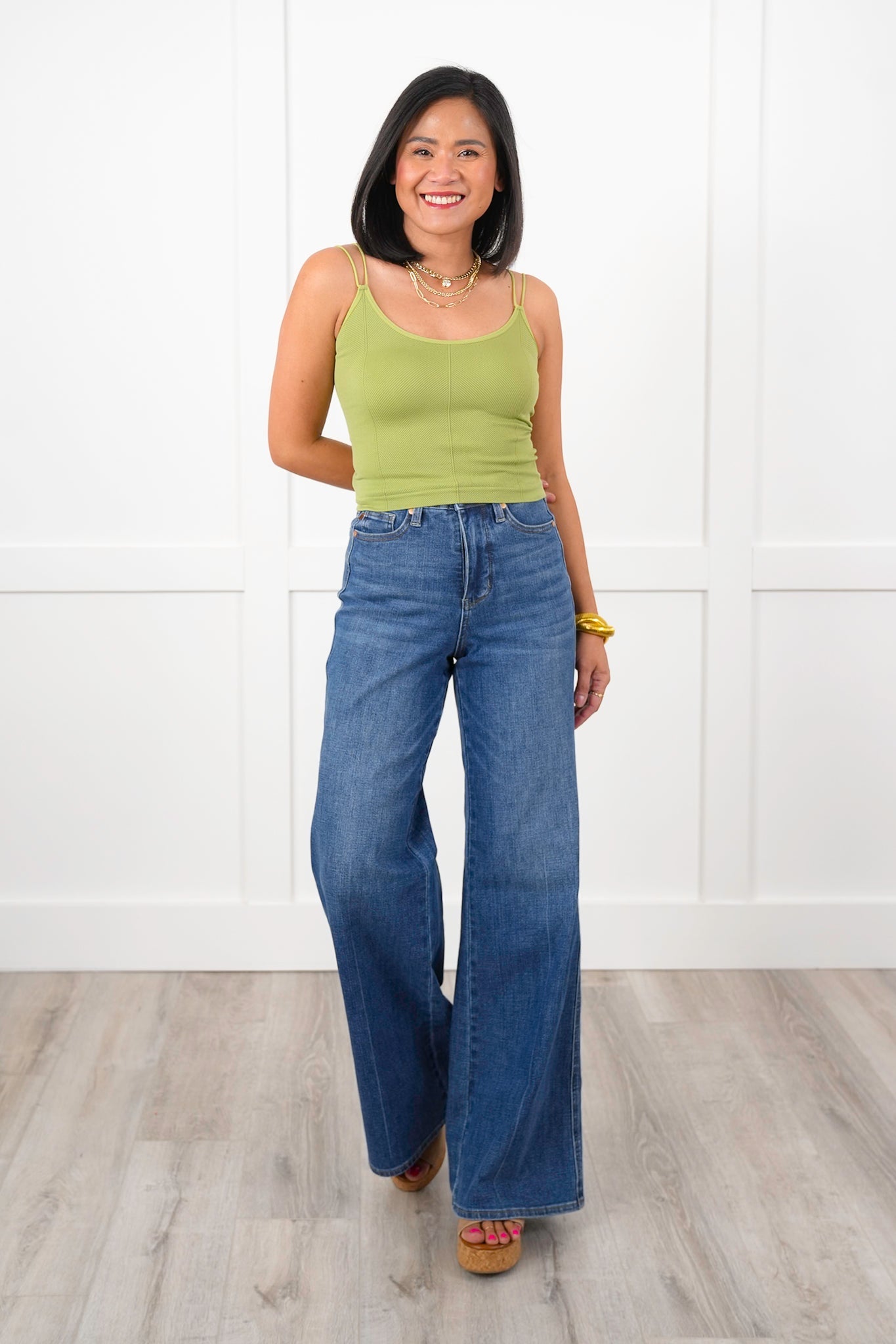 Ribbed Knit Double Strap Cropped Top