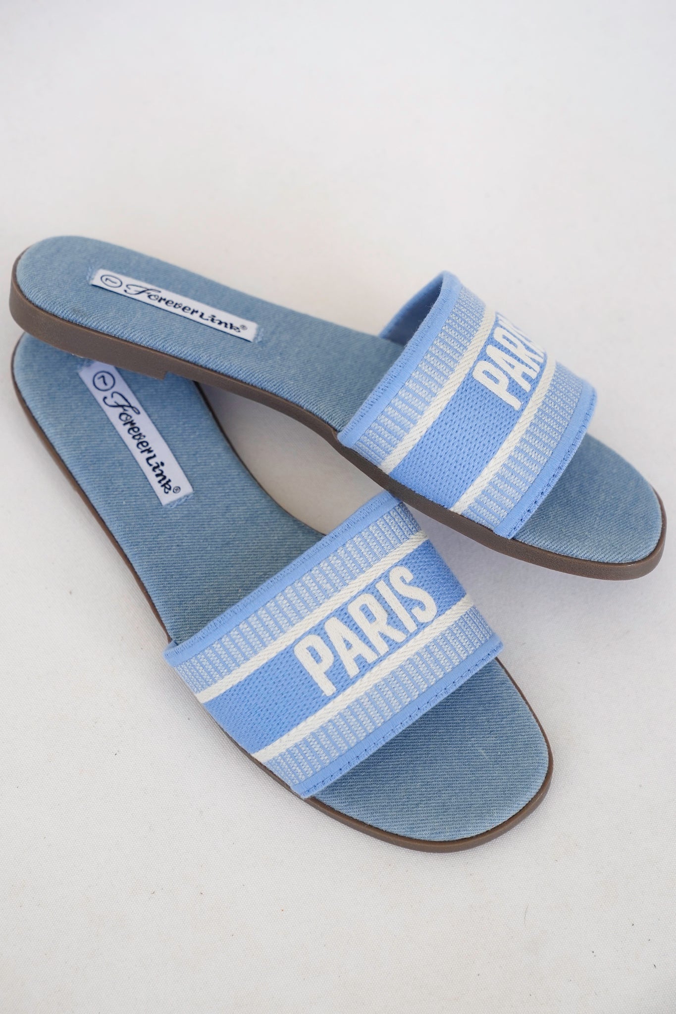 Casual Slide Sandal with Textured Fabric Strap