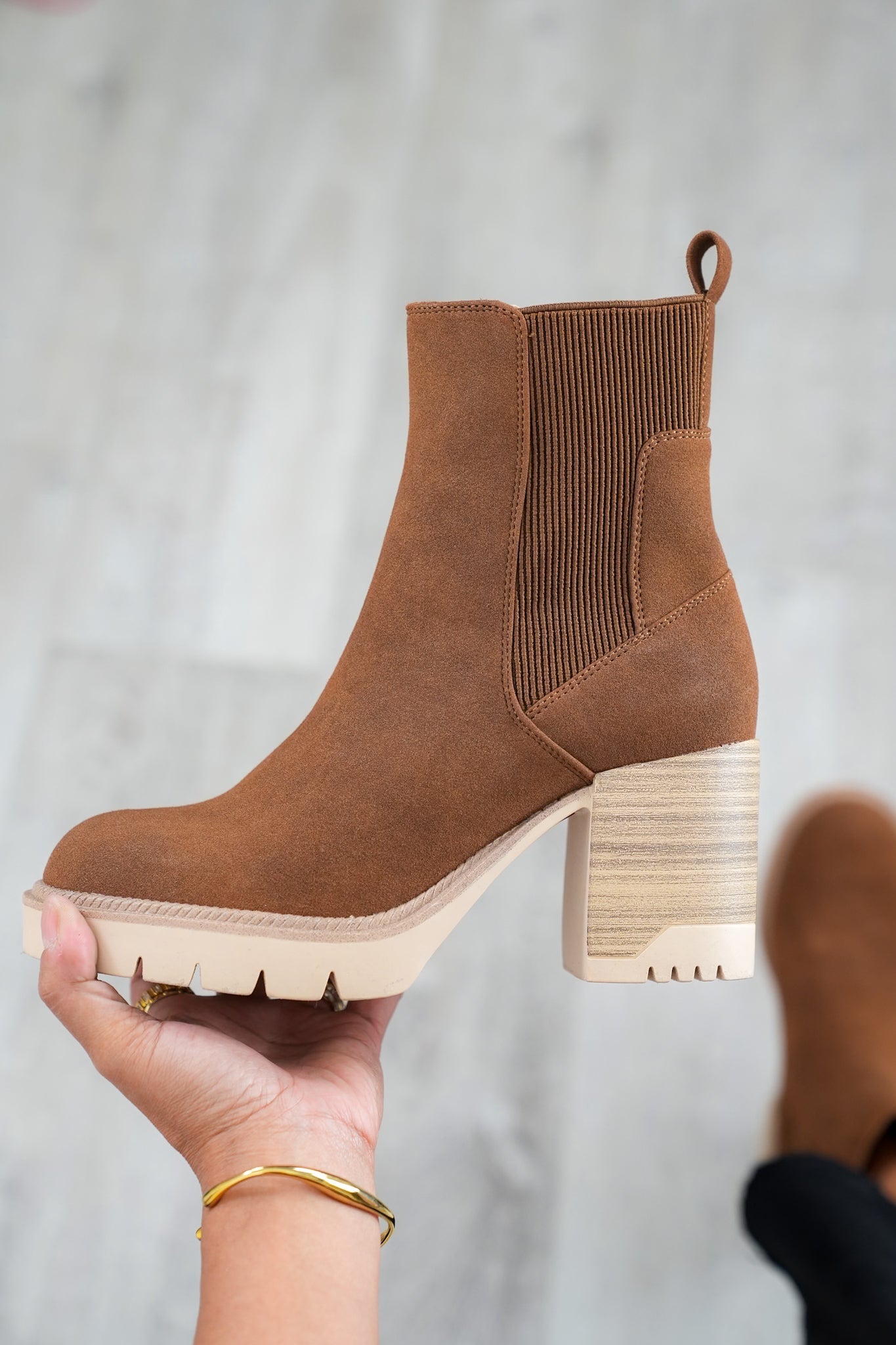 MIA Vegan Nubuck Ankle Boot with Chunky Heel