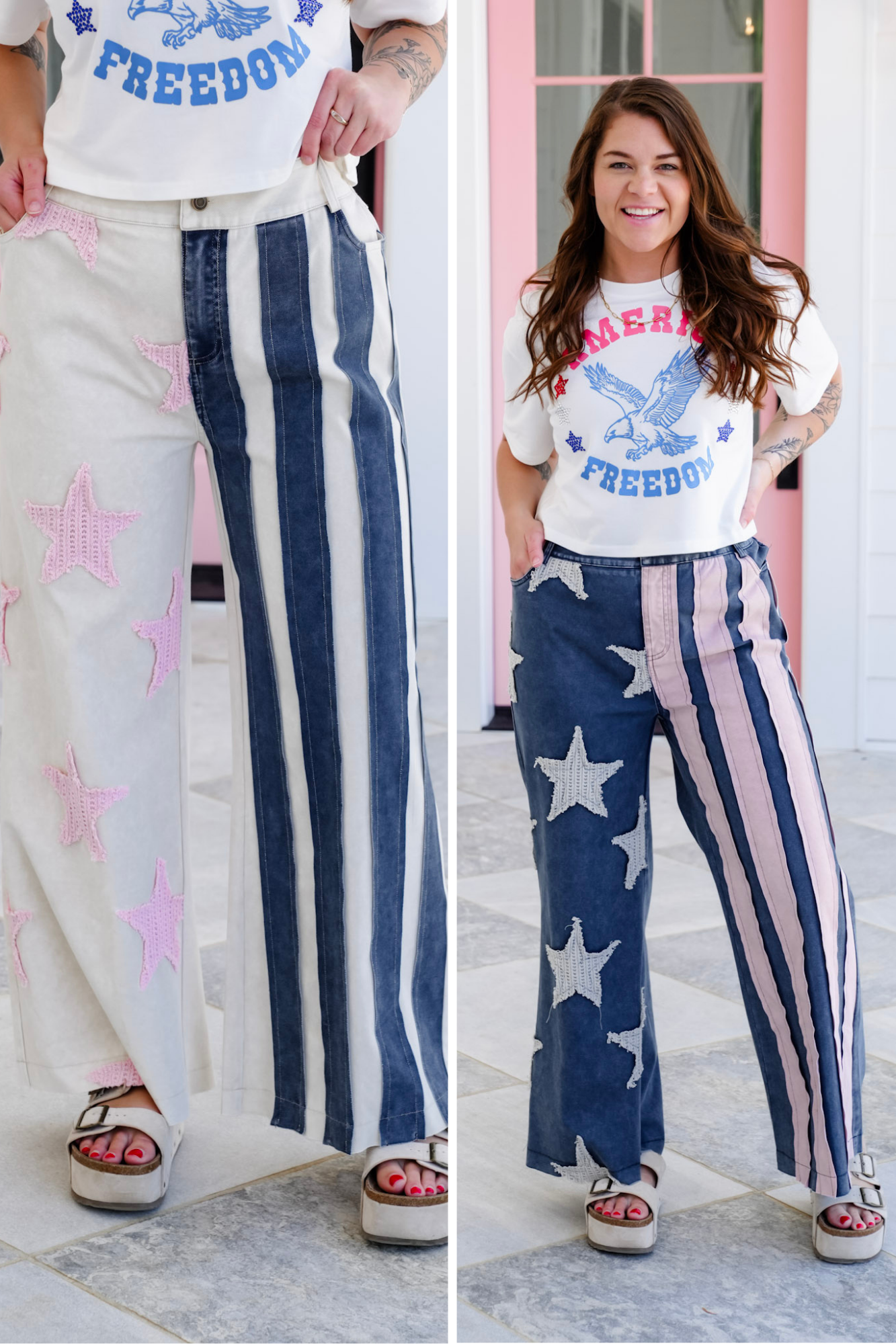 American Flag Patchwork Pants