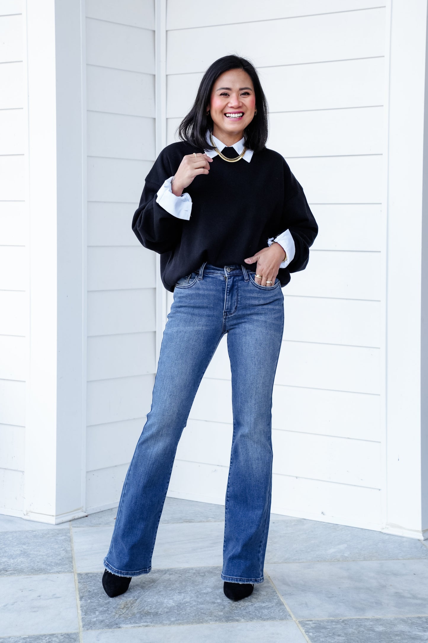 Judy Blue Mid Rise Dark Wash Thermal Bootcut Jeans