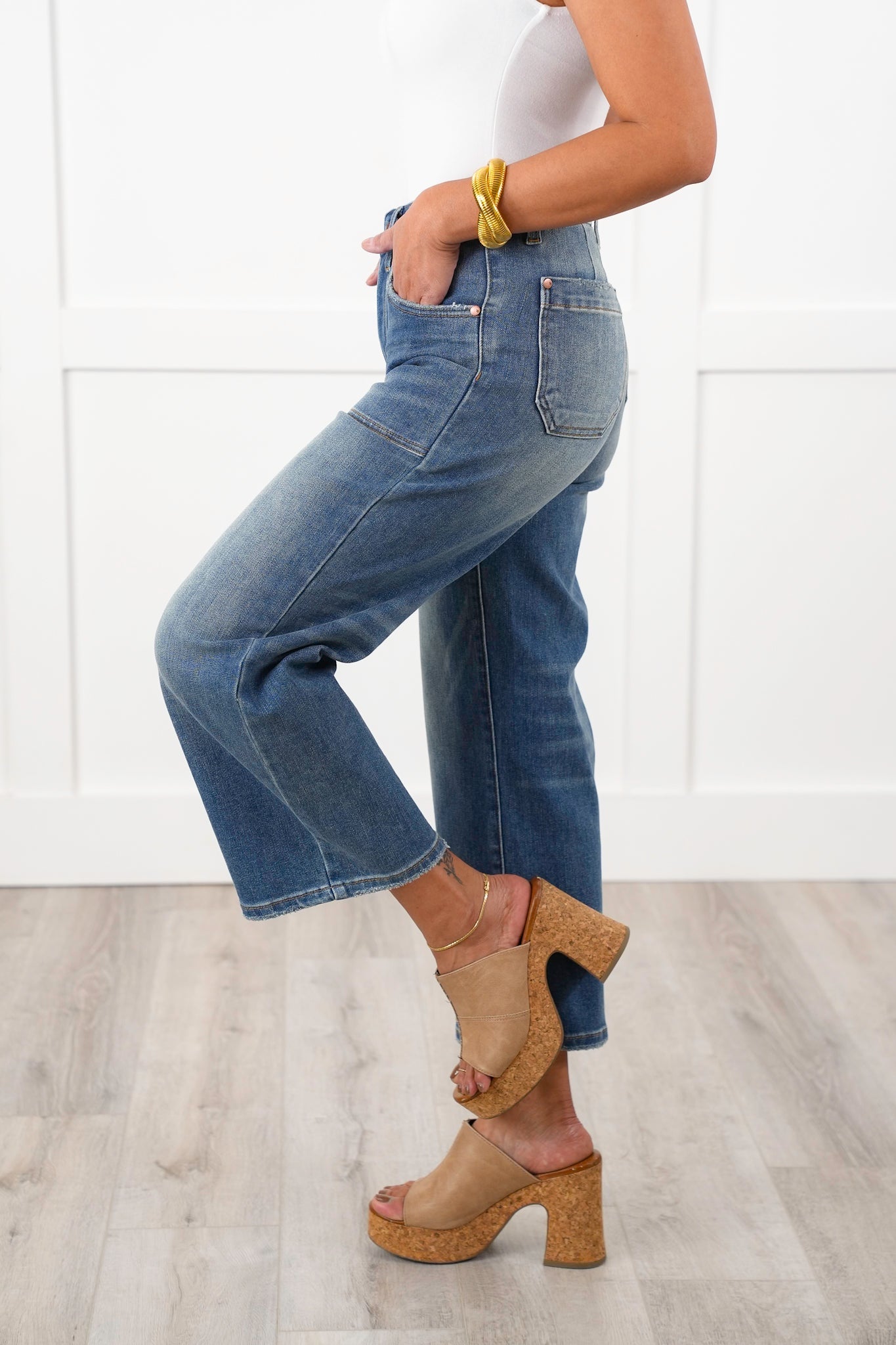 Judy Blue The Perfect Fit High Rise Wide Leg Crop Jeans