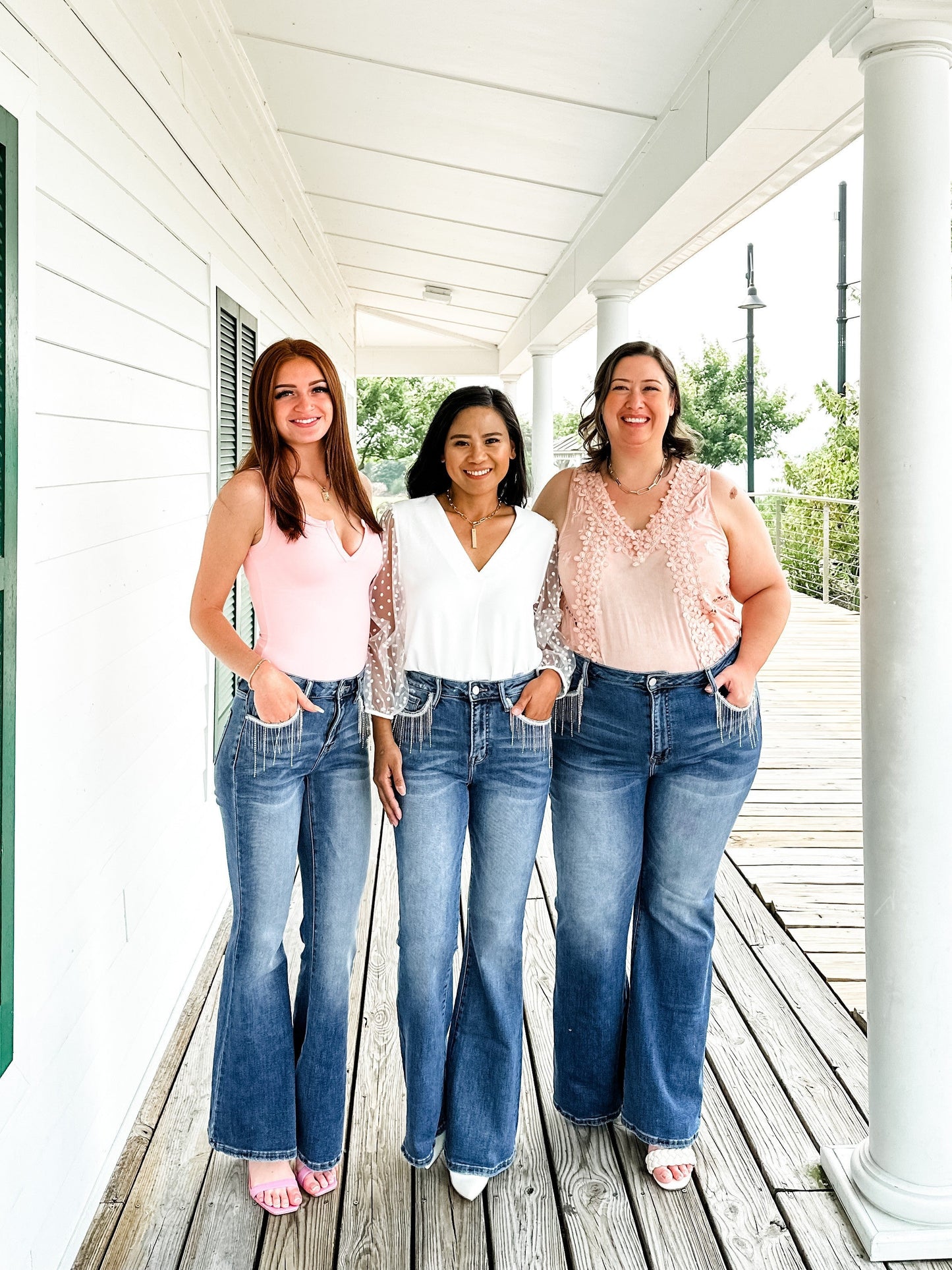 Risen Dark Wash Embellished Wide Flare Jean