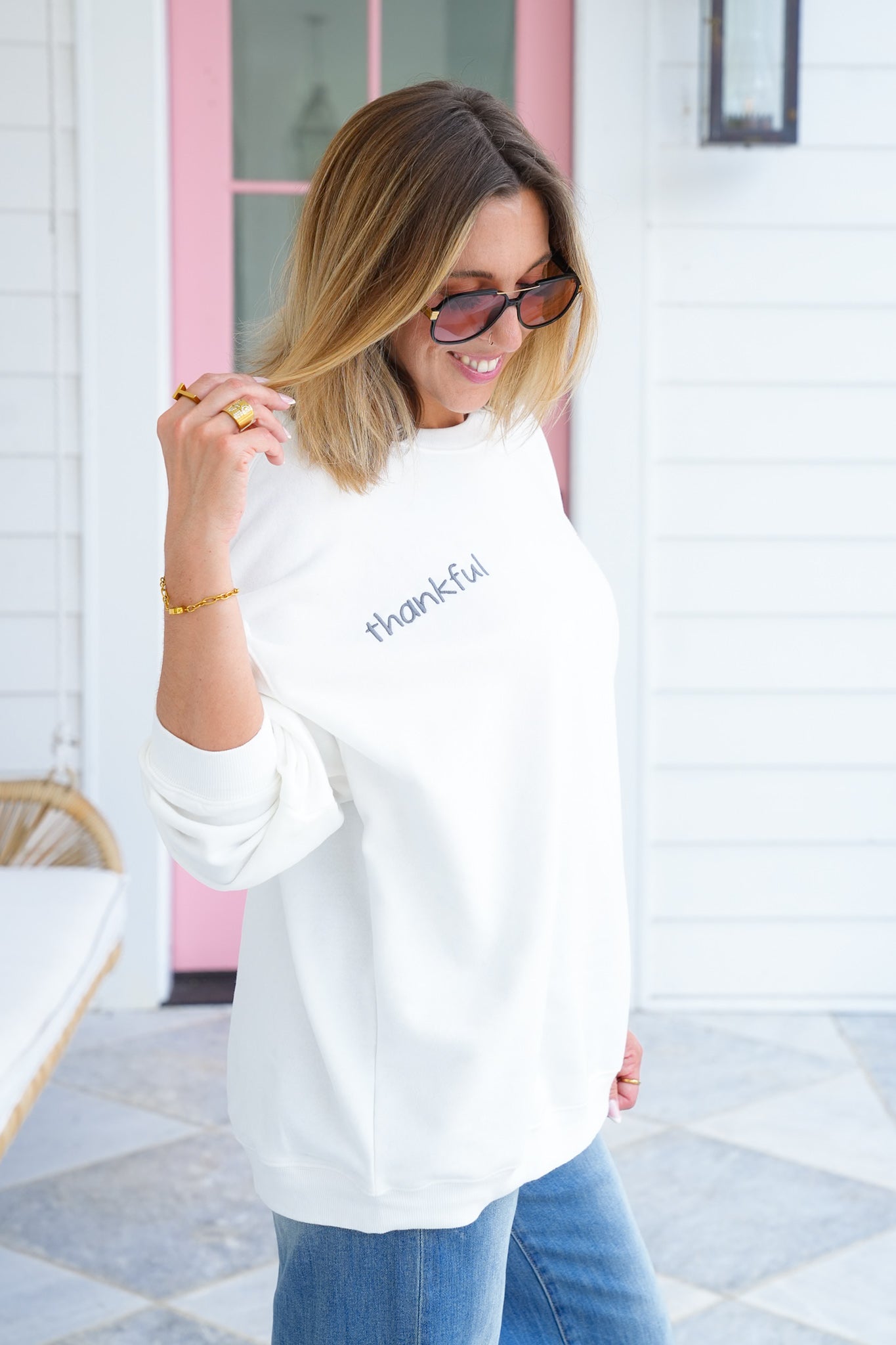 Long Sleeve "Thankful, Share The Love" Pullover Sweatshirt