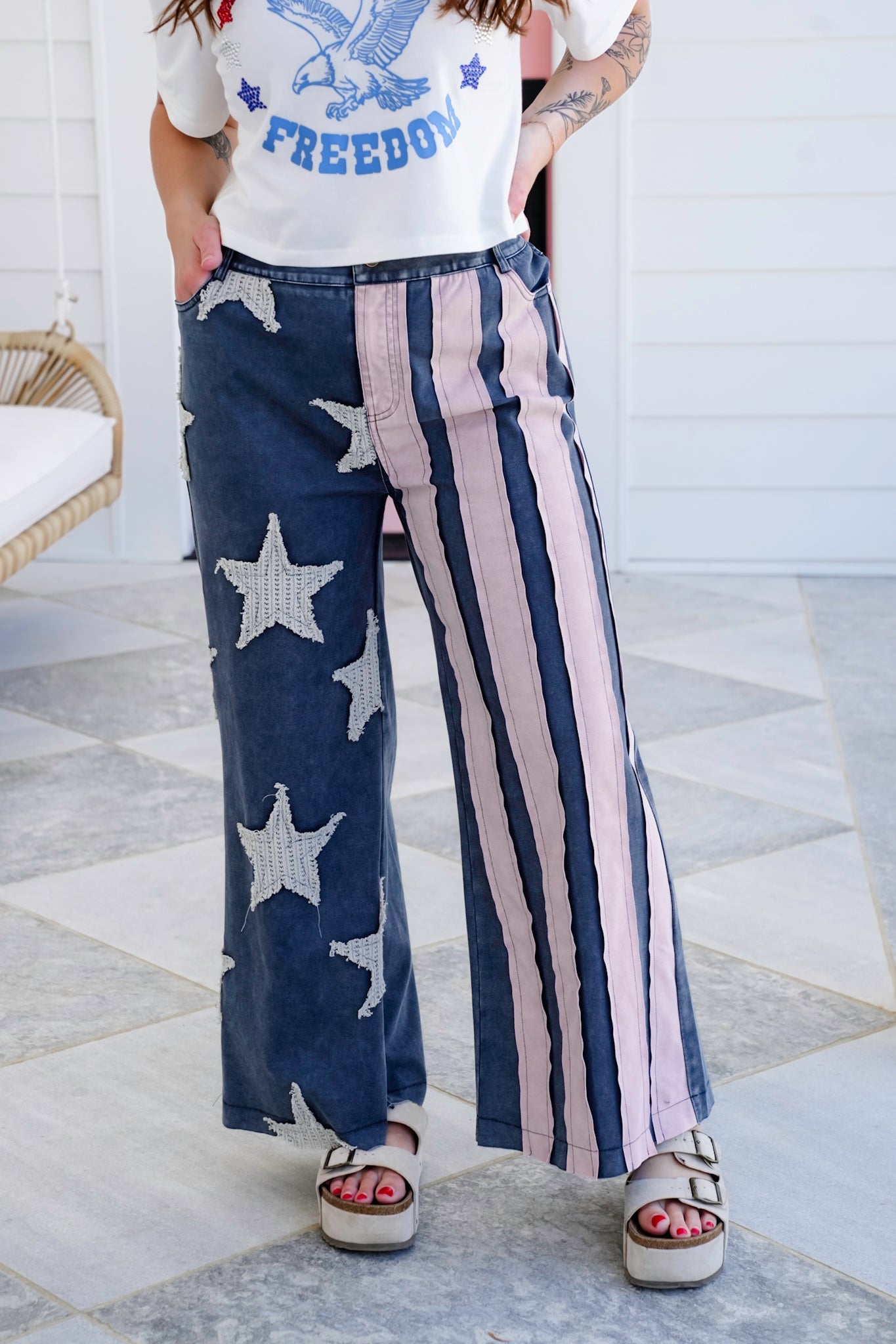 American Flag Patchwork Pants