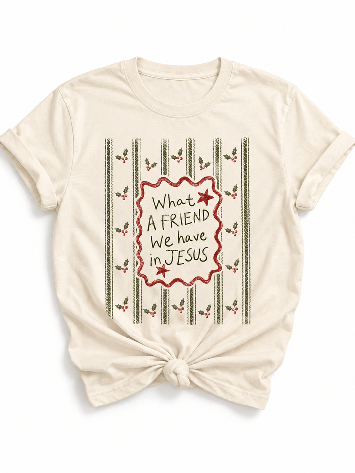Plus/Reg Short Sleeve "What A Friend We Have In Jesus" Christmas Graphic Tee - Freckled Poppy