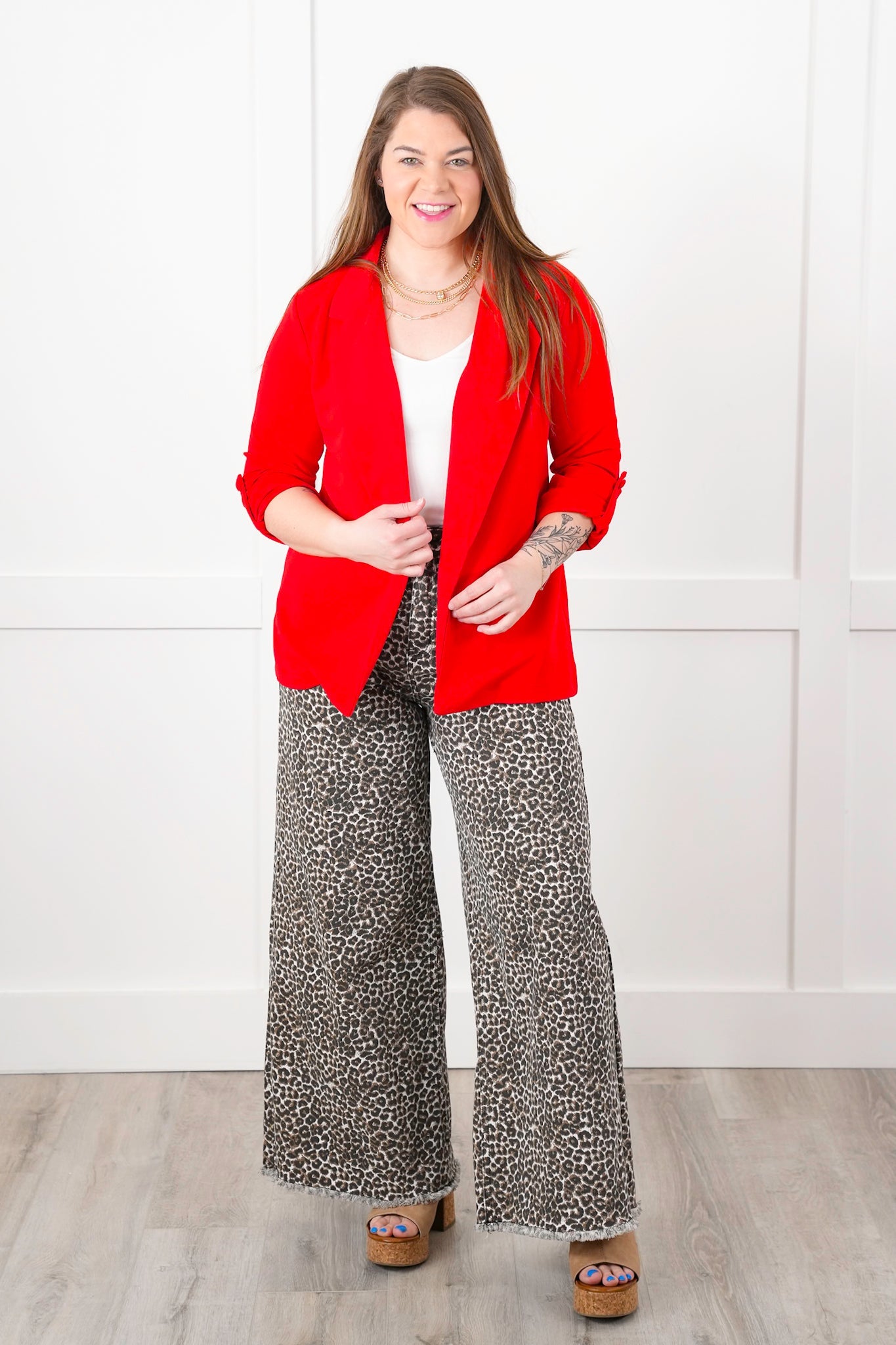 Door Buster! Plus/Reg Solid Button Tab Sleeve Open Blazer