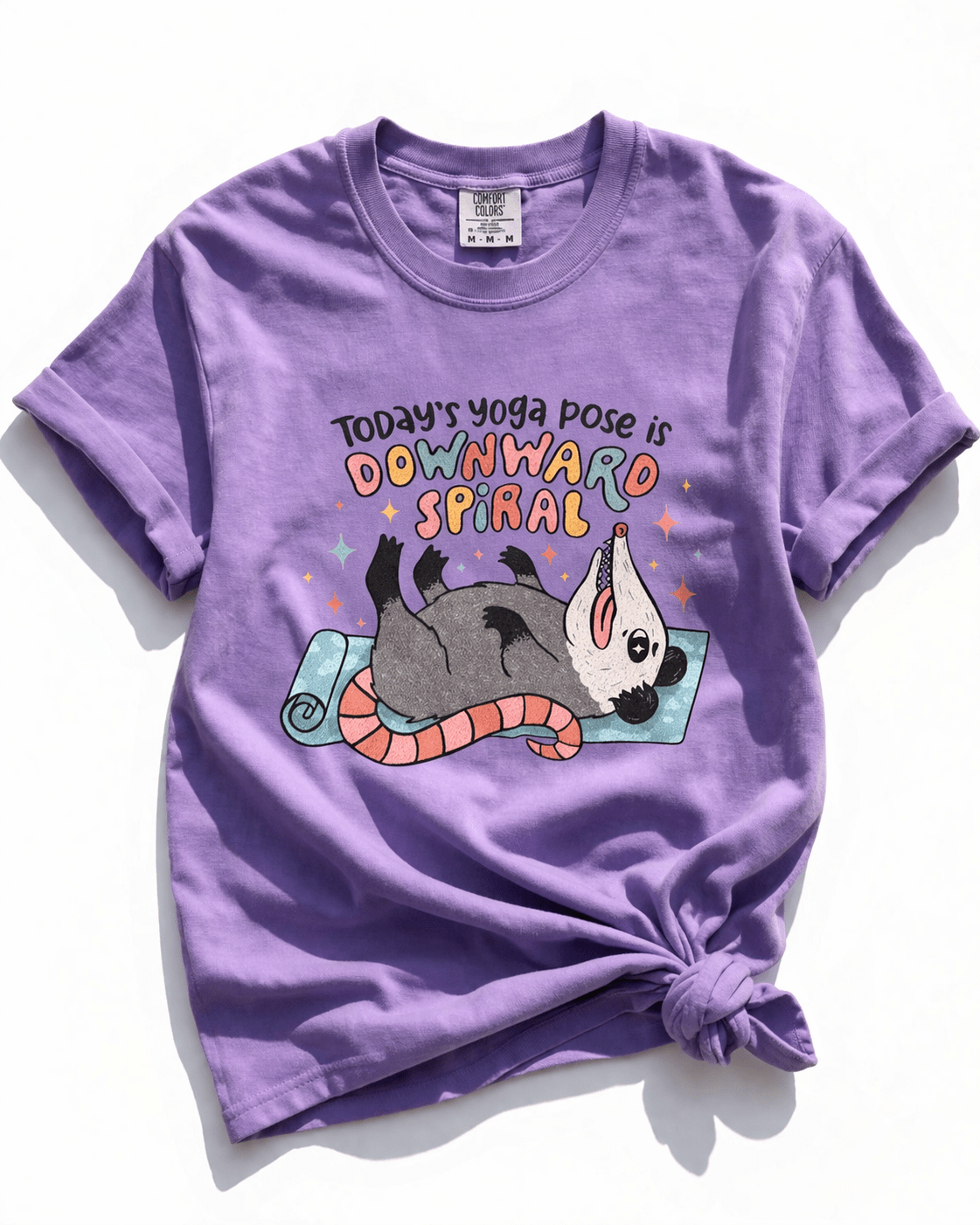 Plus/Reg Short Sleeve "Todays Yoga Pose Is..." Graphic Tee - Freckled Poppy