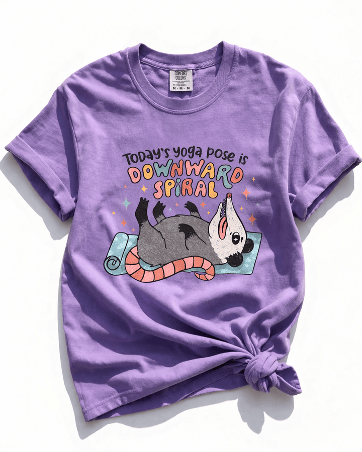 Plus/Reg Short Sleeve "Todays Yoga Pose Is..." Graphic Tee - Freckled Poppy