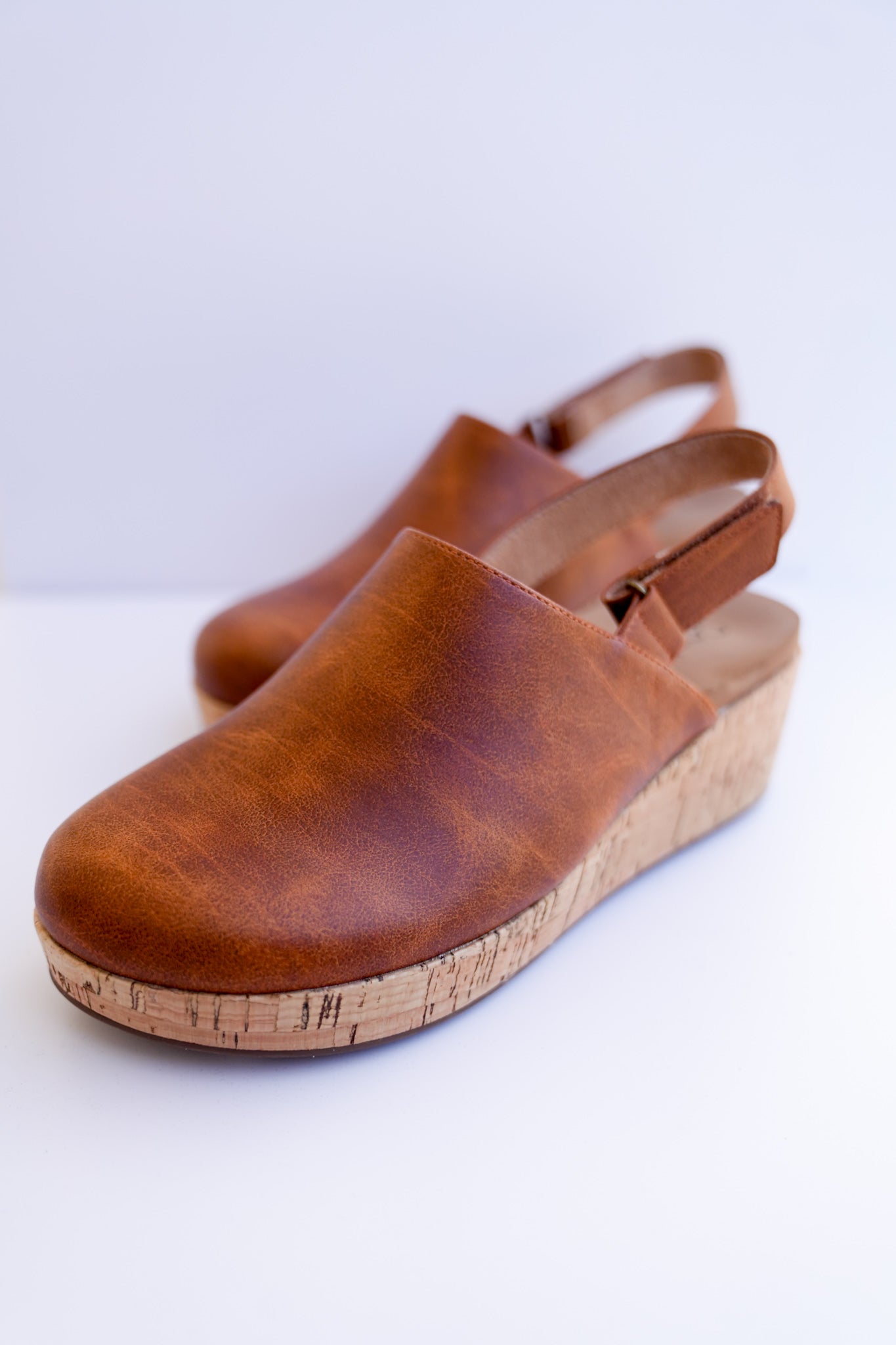 Corky's "Low Temps" Vegan Leather Wedge Clog Sandals with Ankle Strap