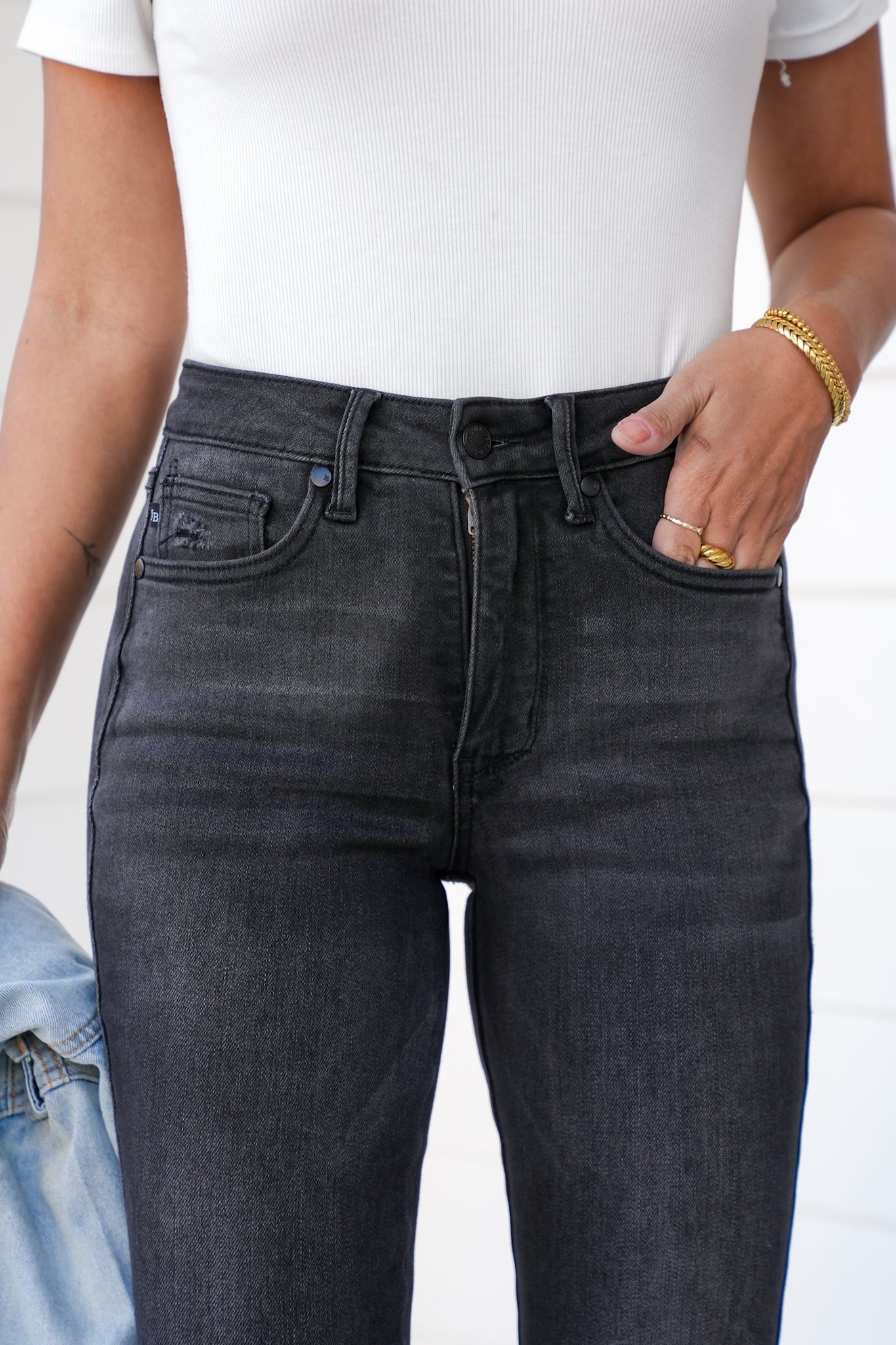 Judy Blue Mid Rise Black Tummy Control Skinny Jeans