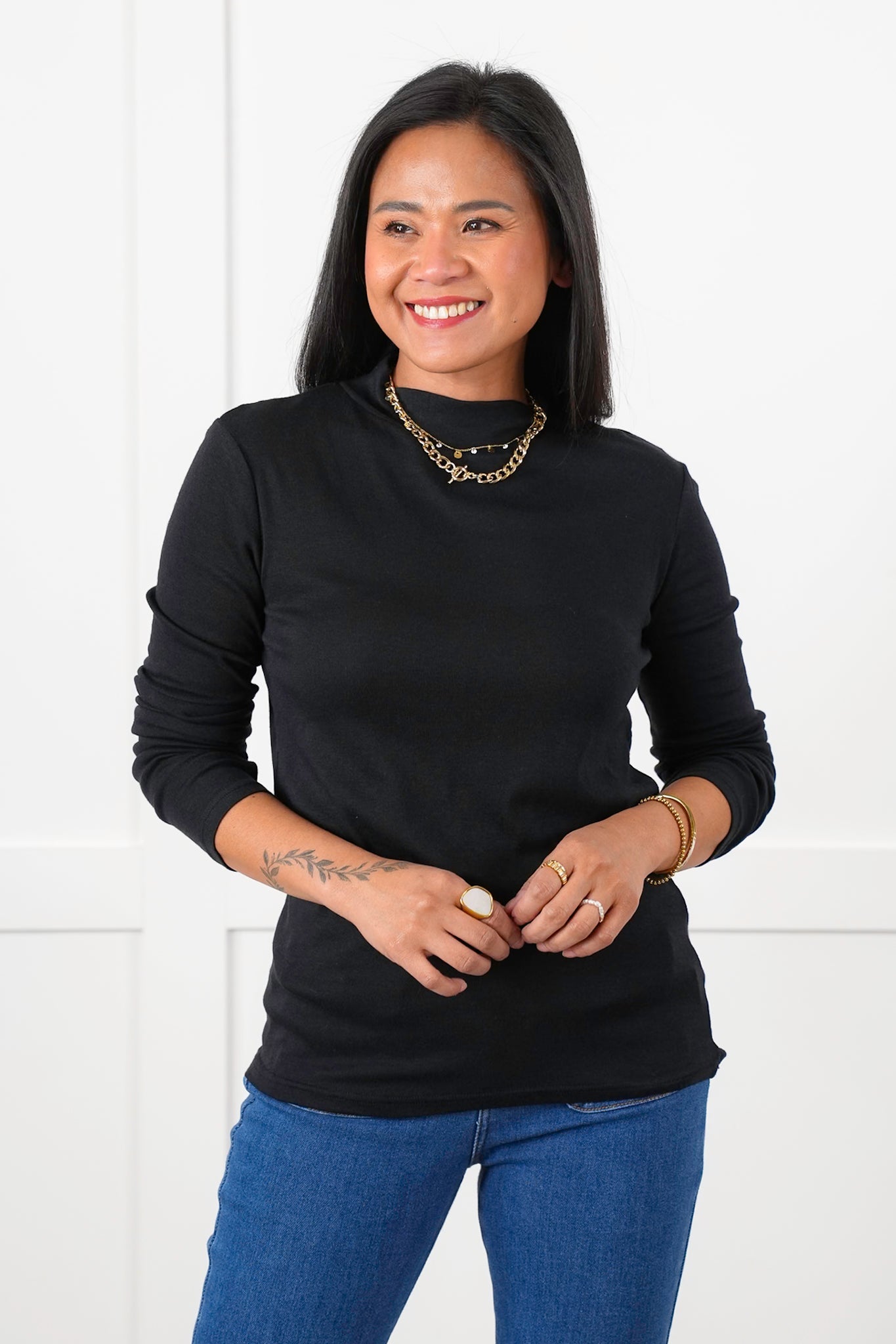 Basic Long Sleeve Mock Neck Top
